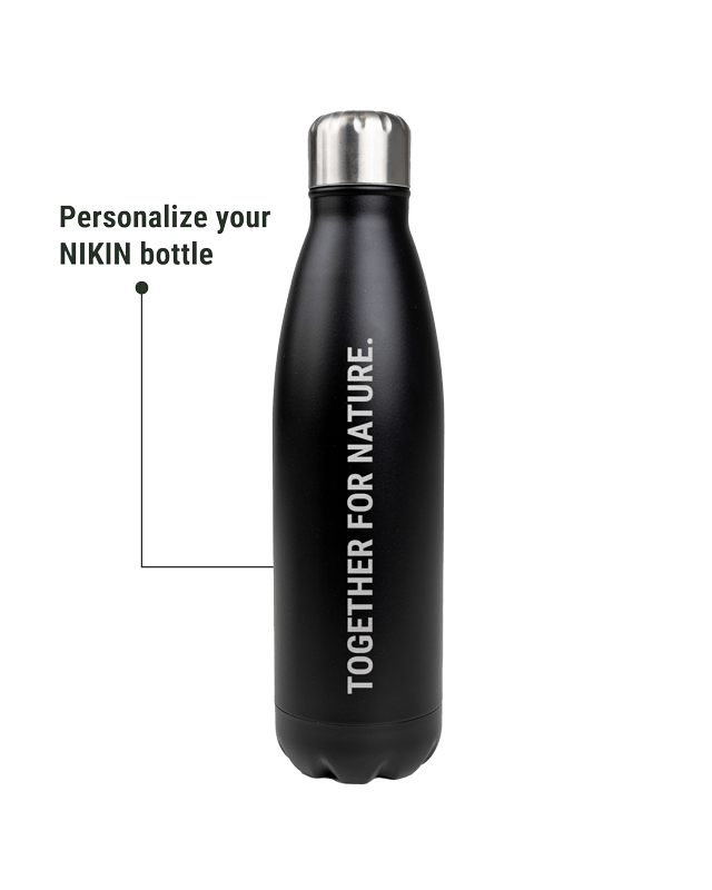 NIKIN TreeBottle personalisiert Trinkflasche Schwarz 500ml Edelstahl