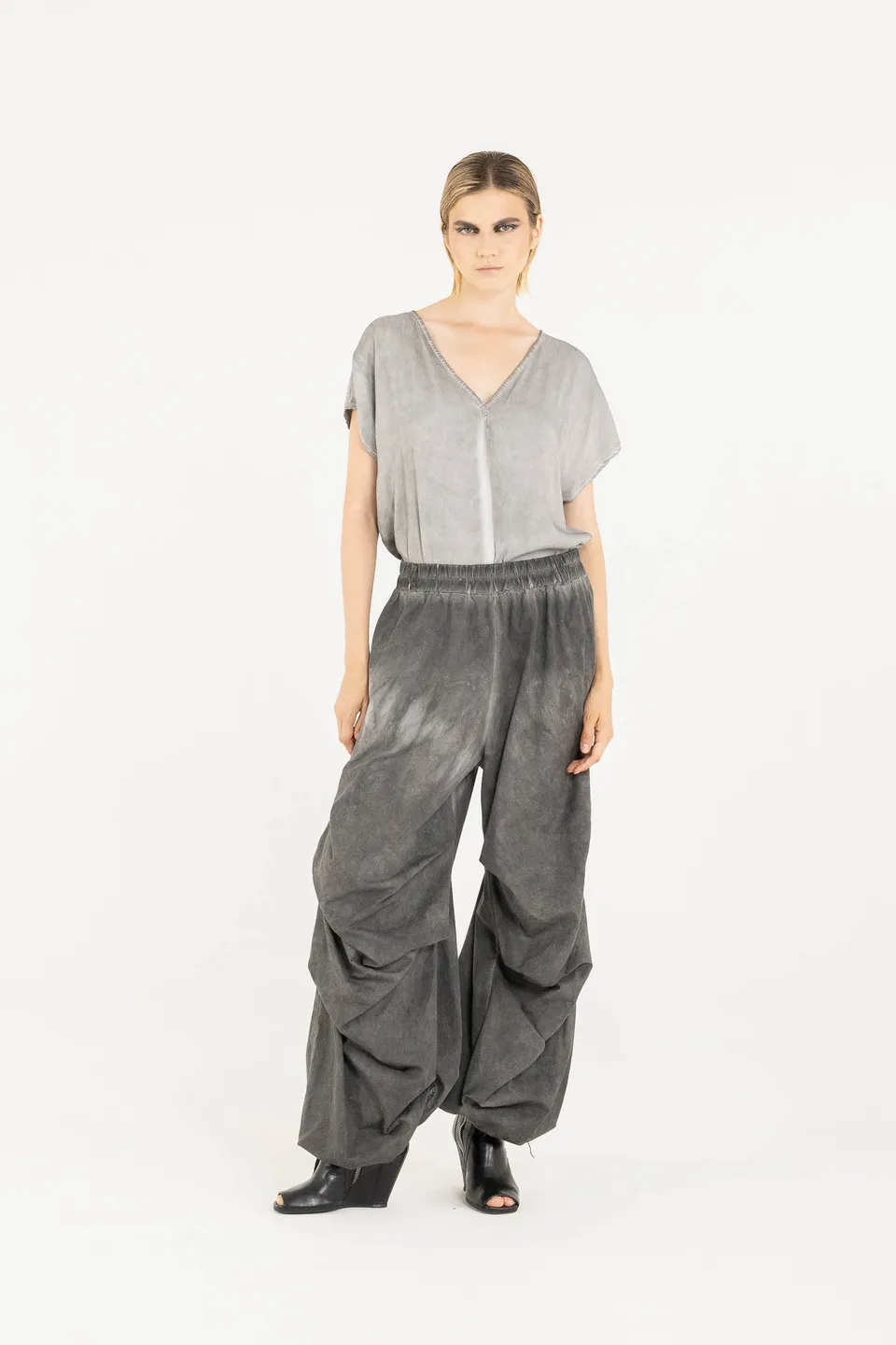 Sanctamuerte Pantaloni Pantalone Ampio Hose Baumwollpopeline Weit
