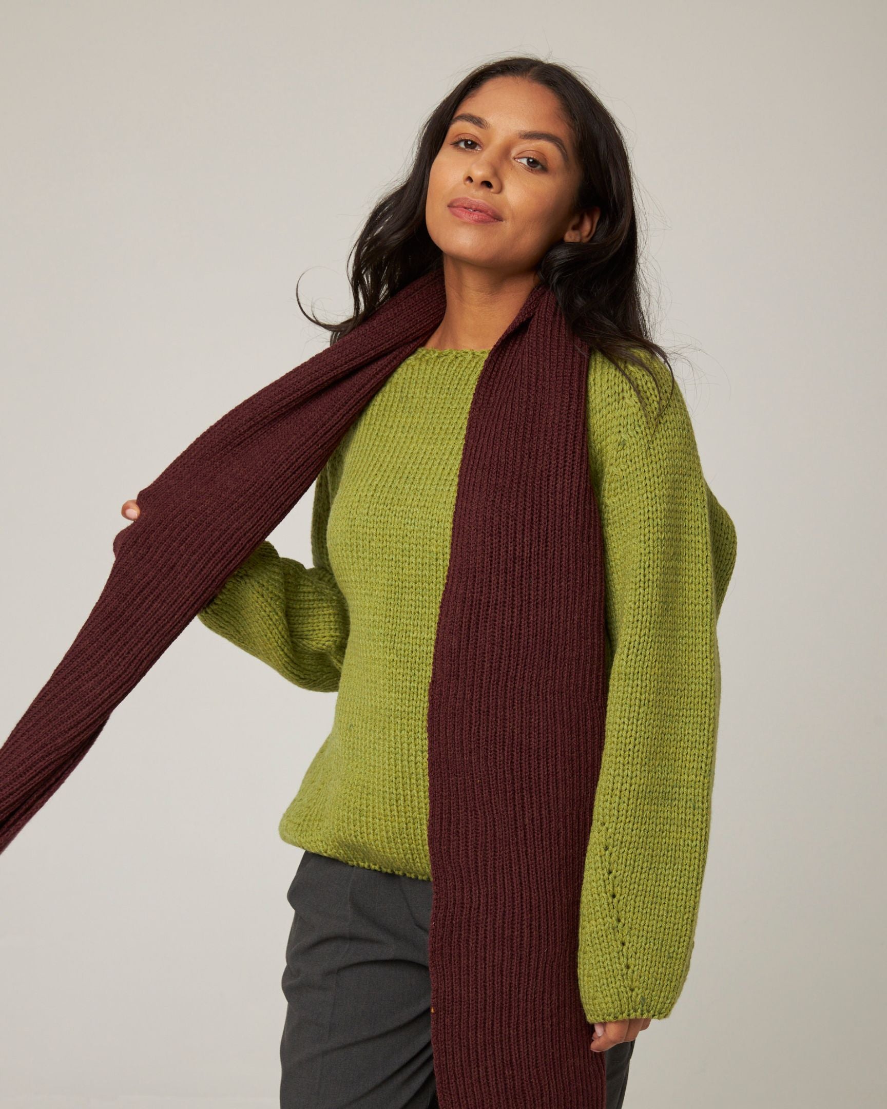 Peregrine Porter Ribbed Scarf Strickschal Oak Merino
