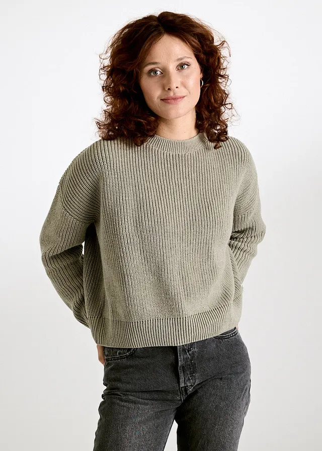 Wijld Strickpullover Josephine Damen Pullover Sage Bio-Baumwolle