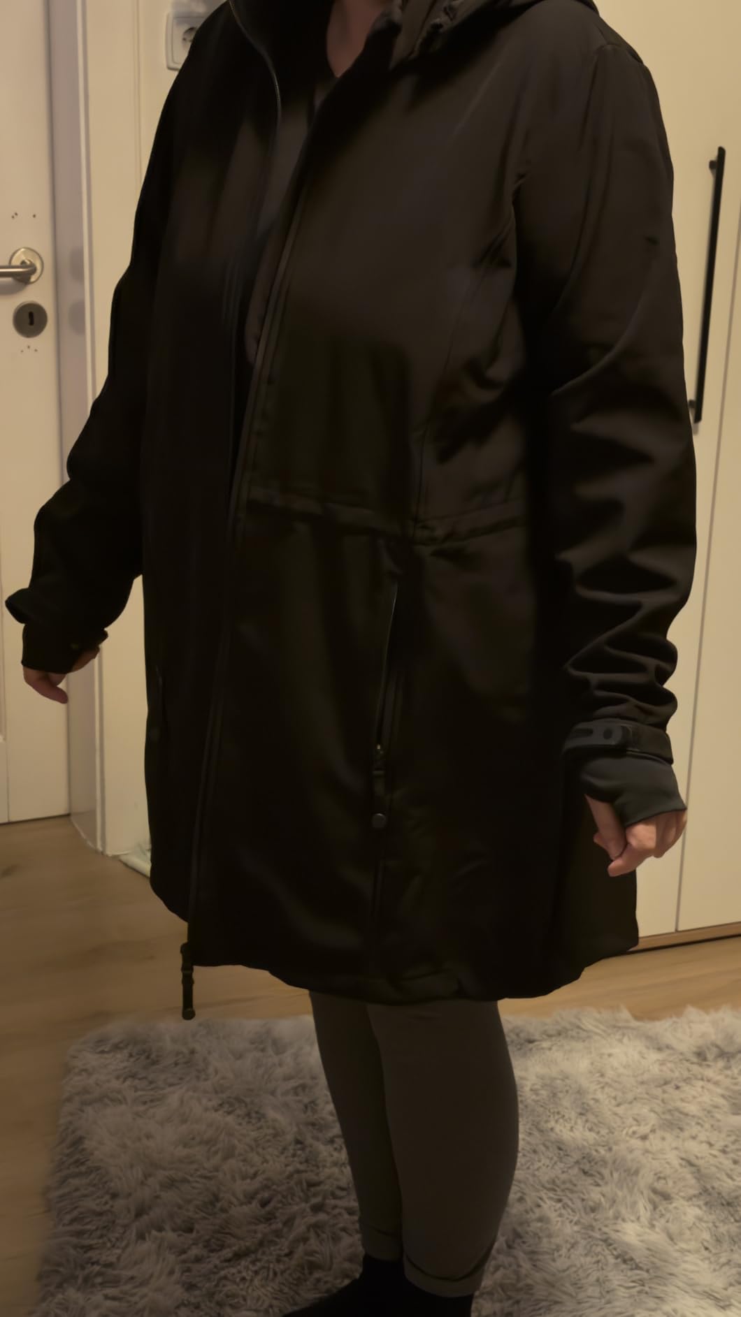 Zizzi Softshelljacke Lang Kapuze Fleece Winddicht 10.000 mm