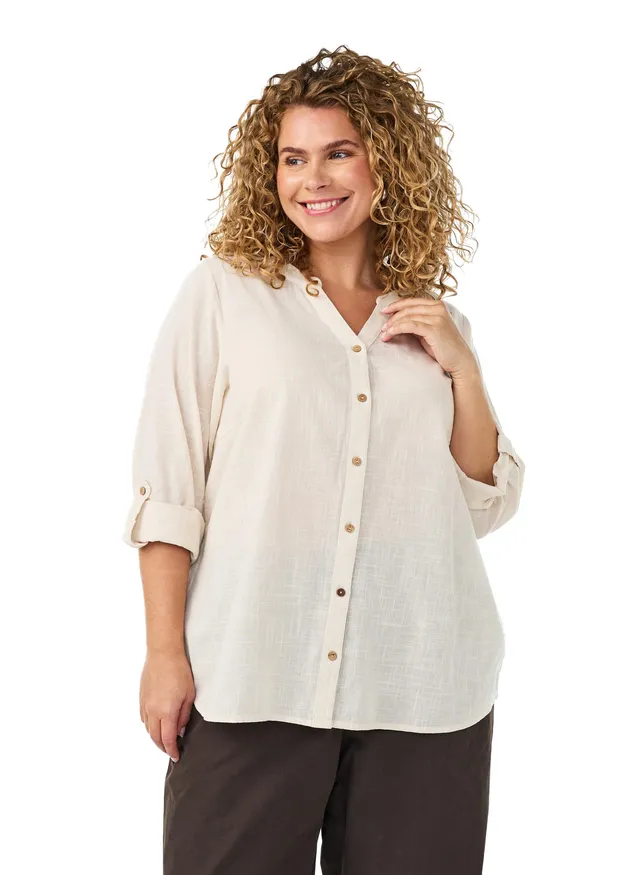Zizzi Blouses & Shirts Bluse Birch 42-44 Baumwolle