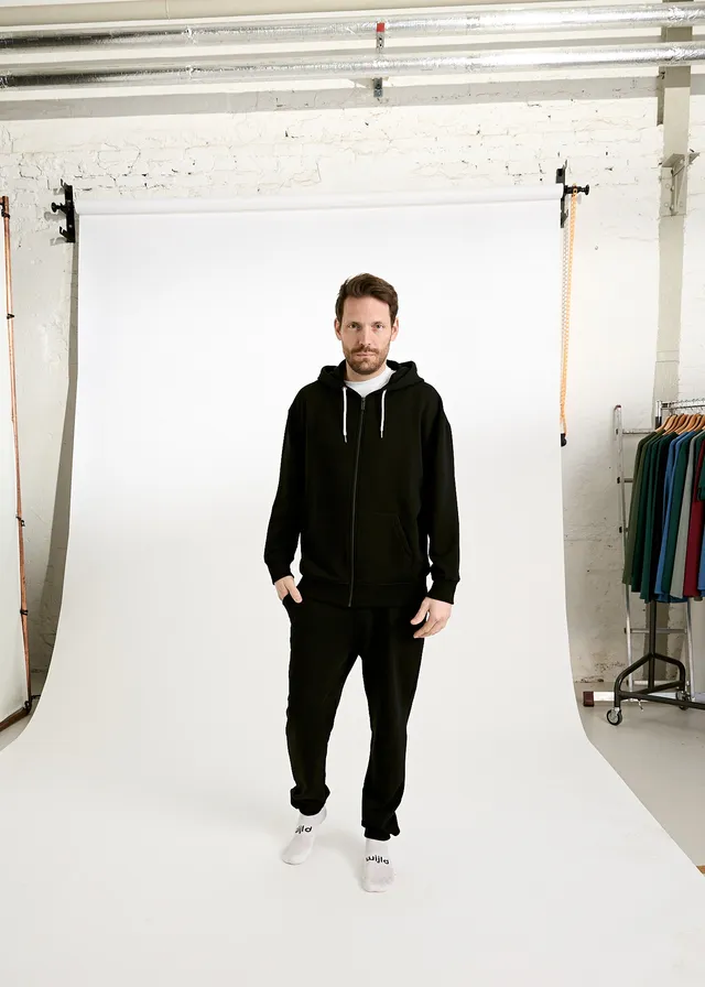 Wijld Jonas Herren Sweatjacke Schwarz Bio-Baumwolle Gr. L