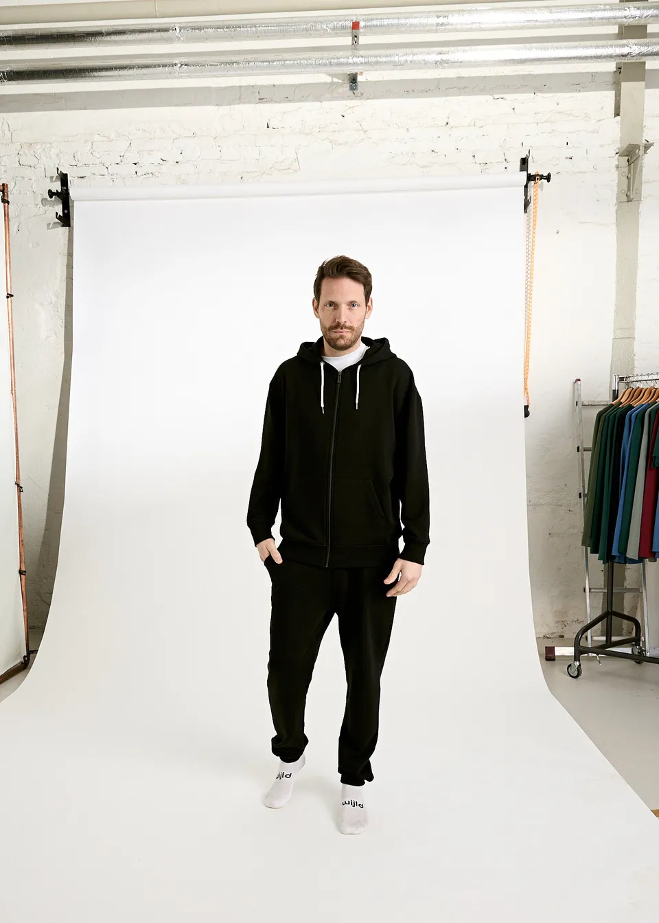 Wijld Jonas Herren Sweatjacke Schwarz Bio-Baumwolle Gr. L