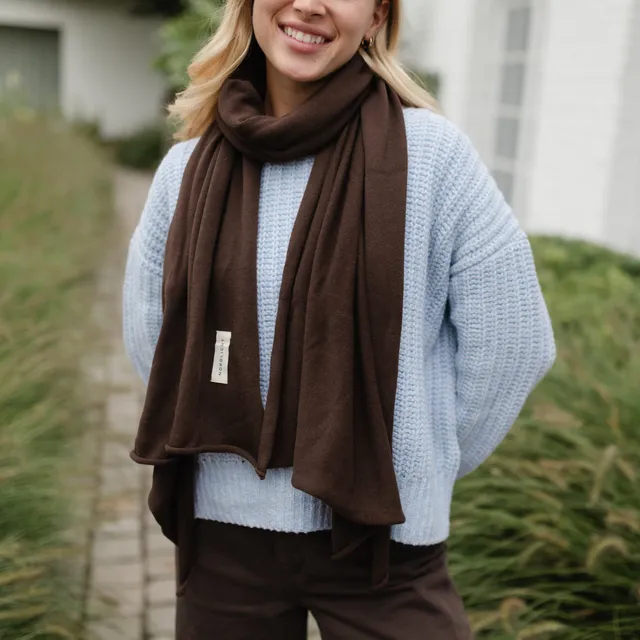 NORDLICHT Thea Feinstrick Schal braun Bio-Baumwolle