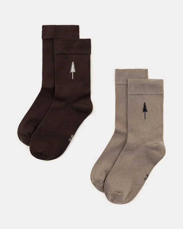 NIKIN TreeSocks Socken 2er Ash Taupe-Dark Oak – Tencel