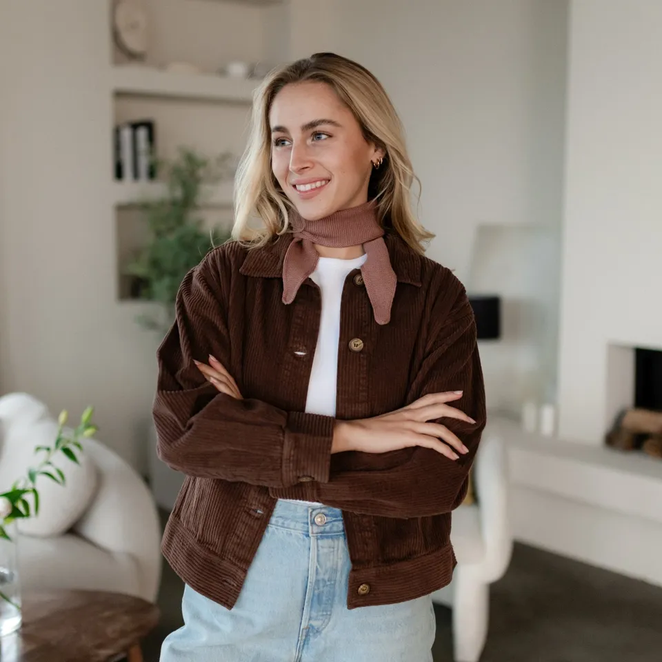 Nordlicht Silja Cordjacke Damen Braun Bio-Baumwolle locker