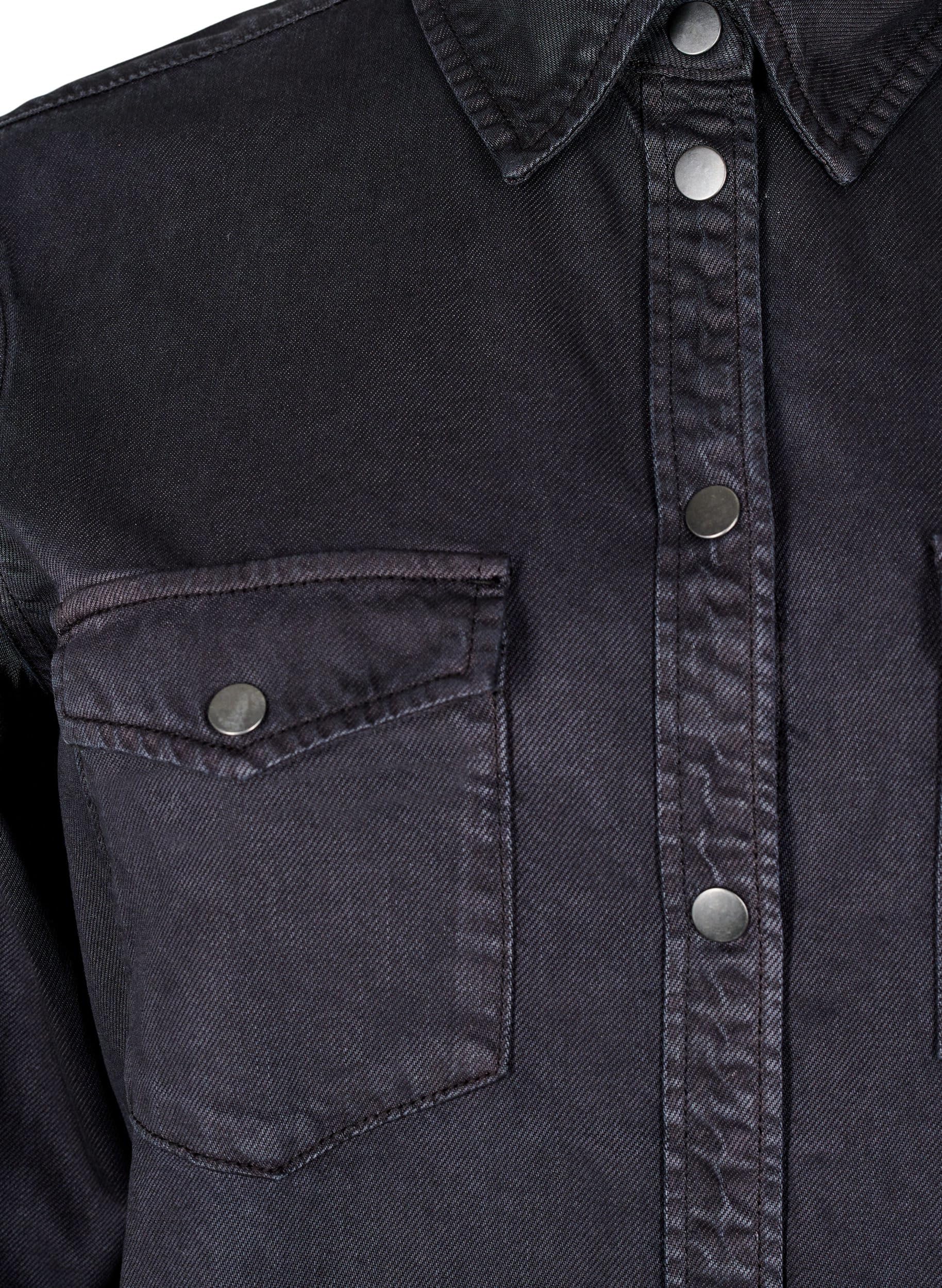 Zizzi Hemd Kragen Langarm Black Washed große Größen Bluse
