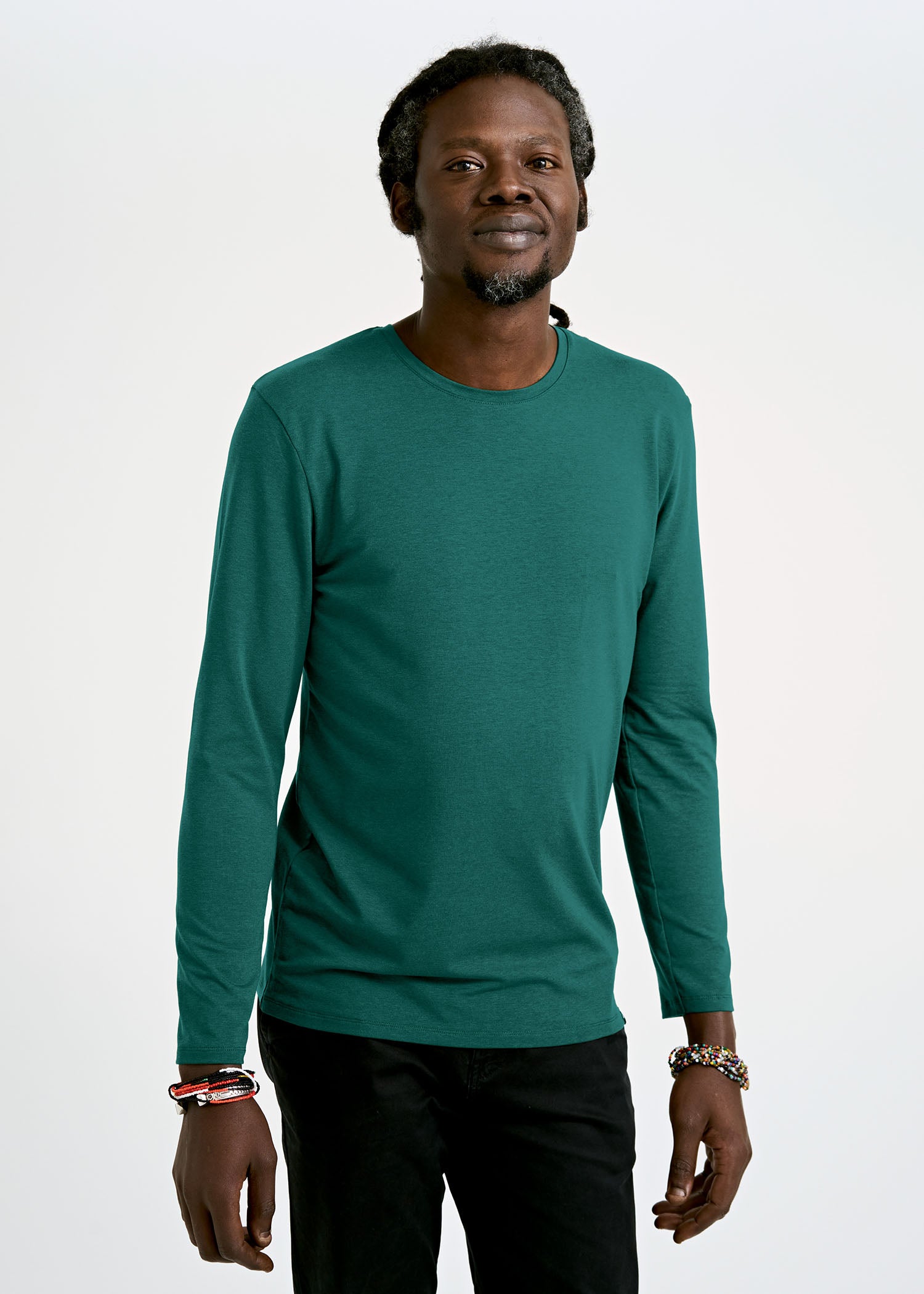 Wijld David Sea Moss Langarmshirt Herren grün anliegend