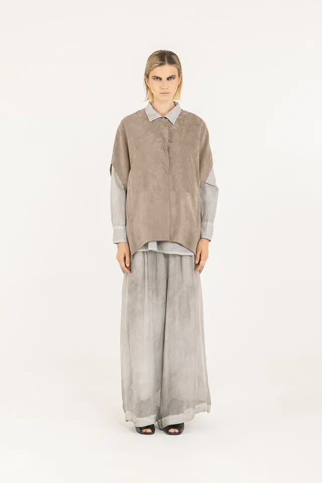 Sanctamuerte Capispalla Giacca Boxy Jacke Echt-Wildleder Kurzarm