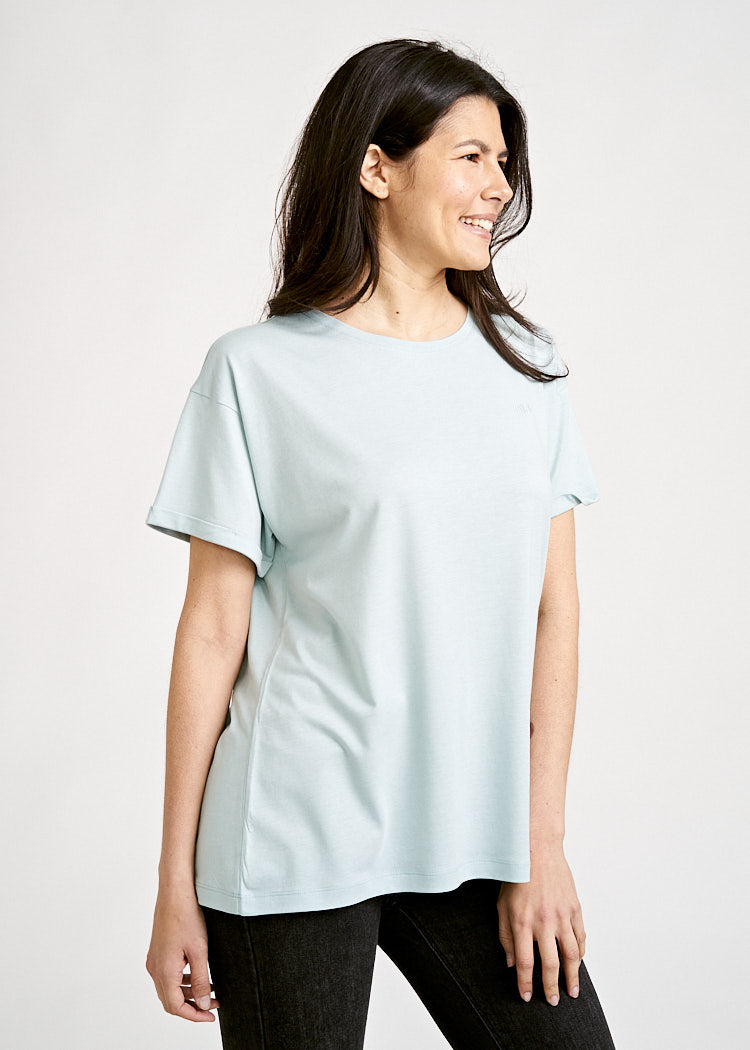 Wijld Jana Misty Blue Damen T-Shirt Basic Slim Holz