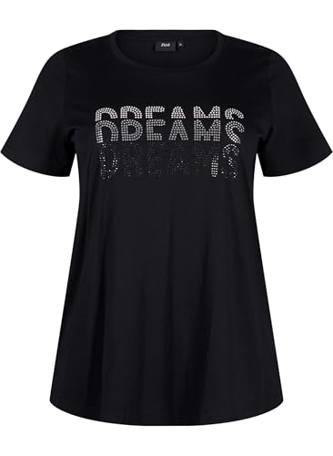 Zizzi T-Shirt Baumwolle Rundhals Strass Große Größen 42-60