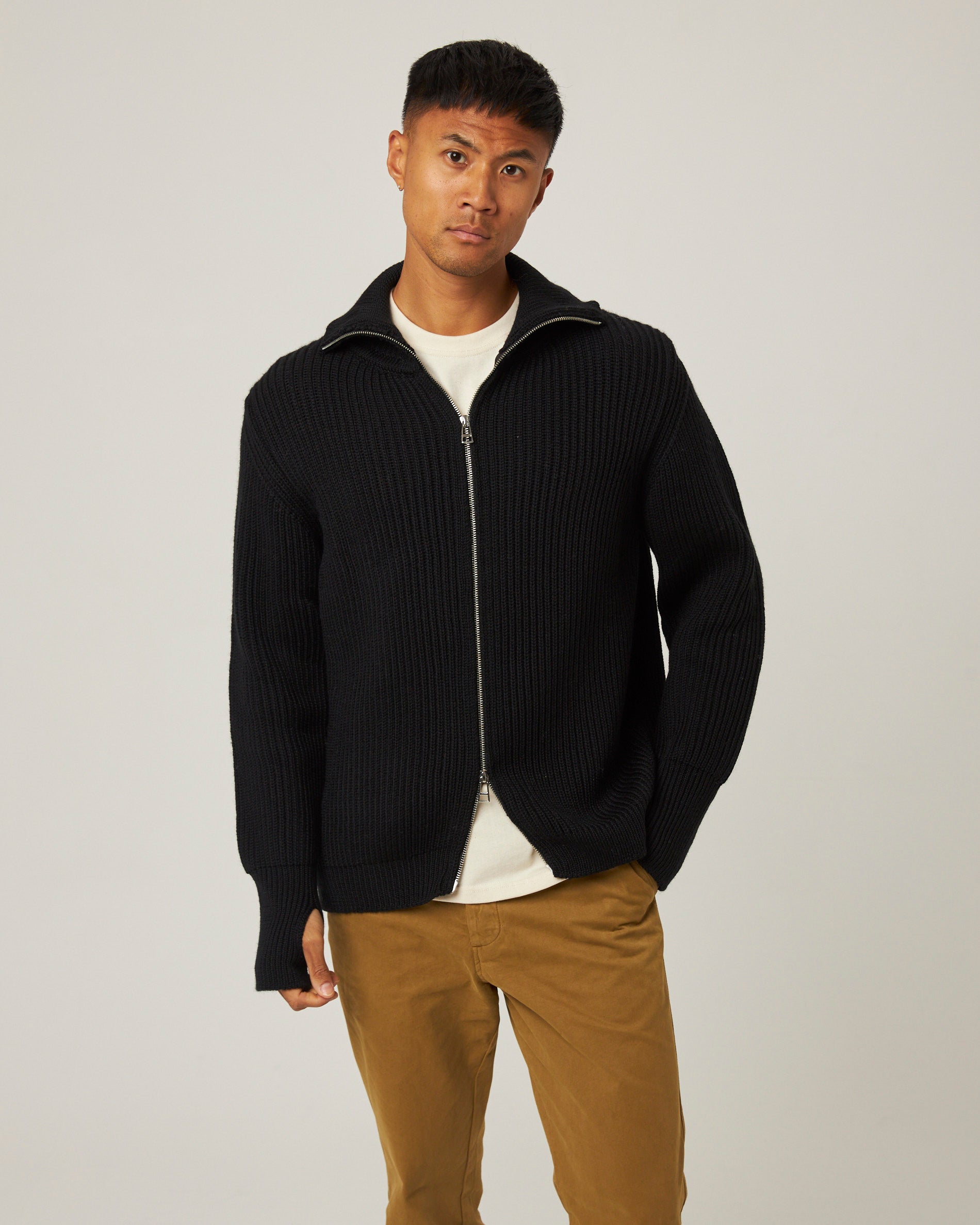 Peregrine Fisherman Cardigan Herren Oak L Merinowolle