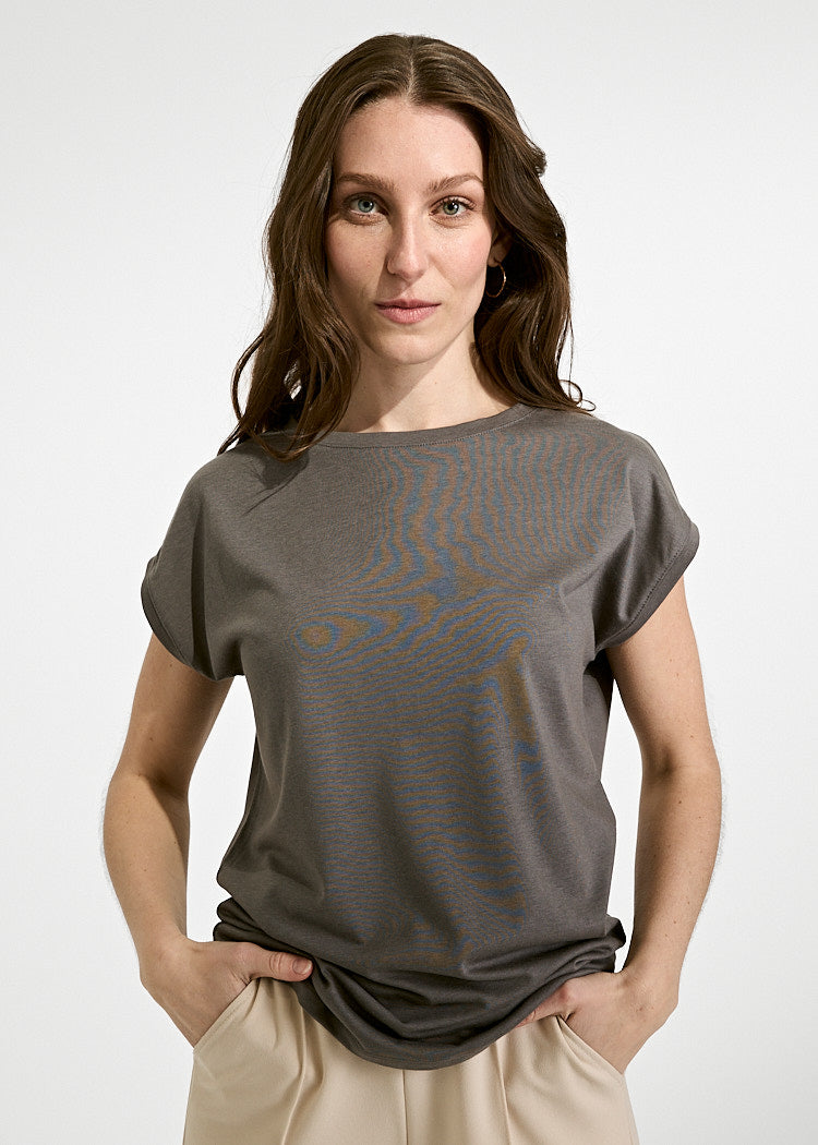 Wijld WoodShirt Elena Damen T-Shirt Granit Gray Lyocell