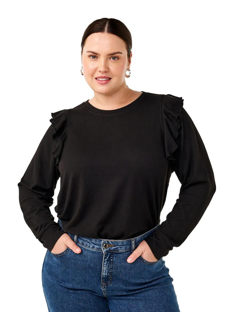 Zizzi Bluse Langarm Rüschen Große Größen 42-60