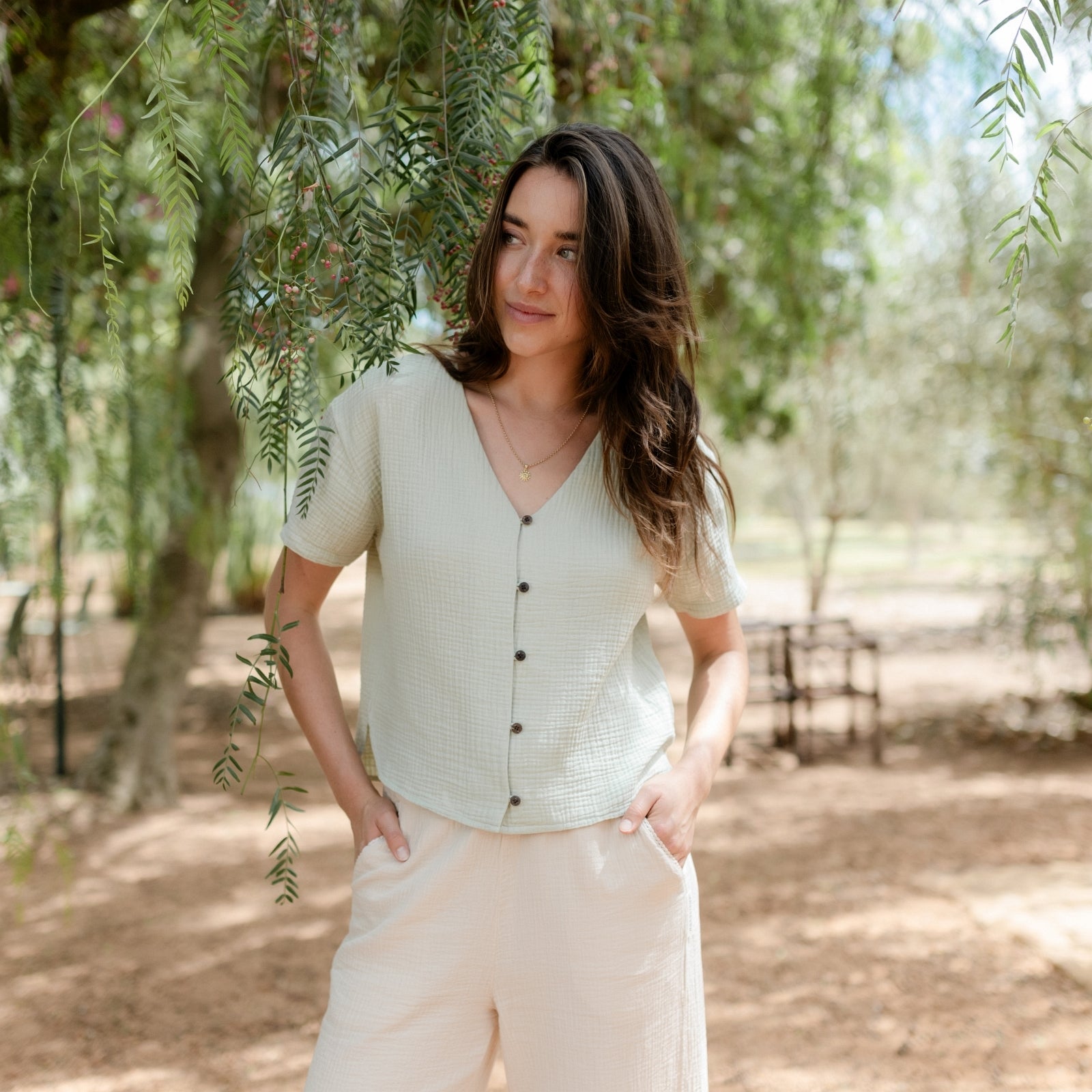 NORDLICHT Freja Musselin Shirt Kurzarm Bio-Baumwolle