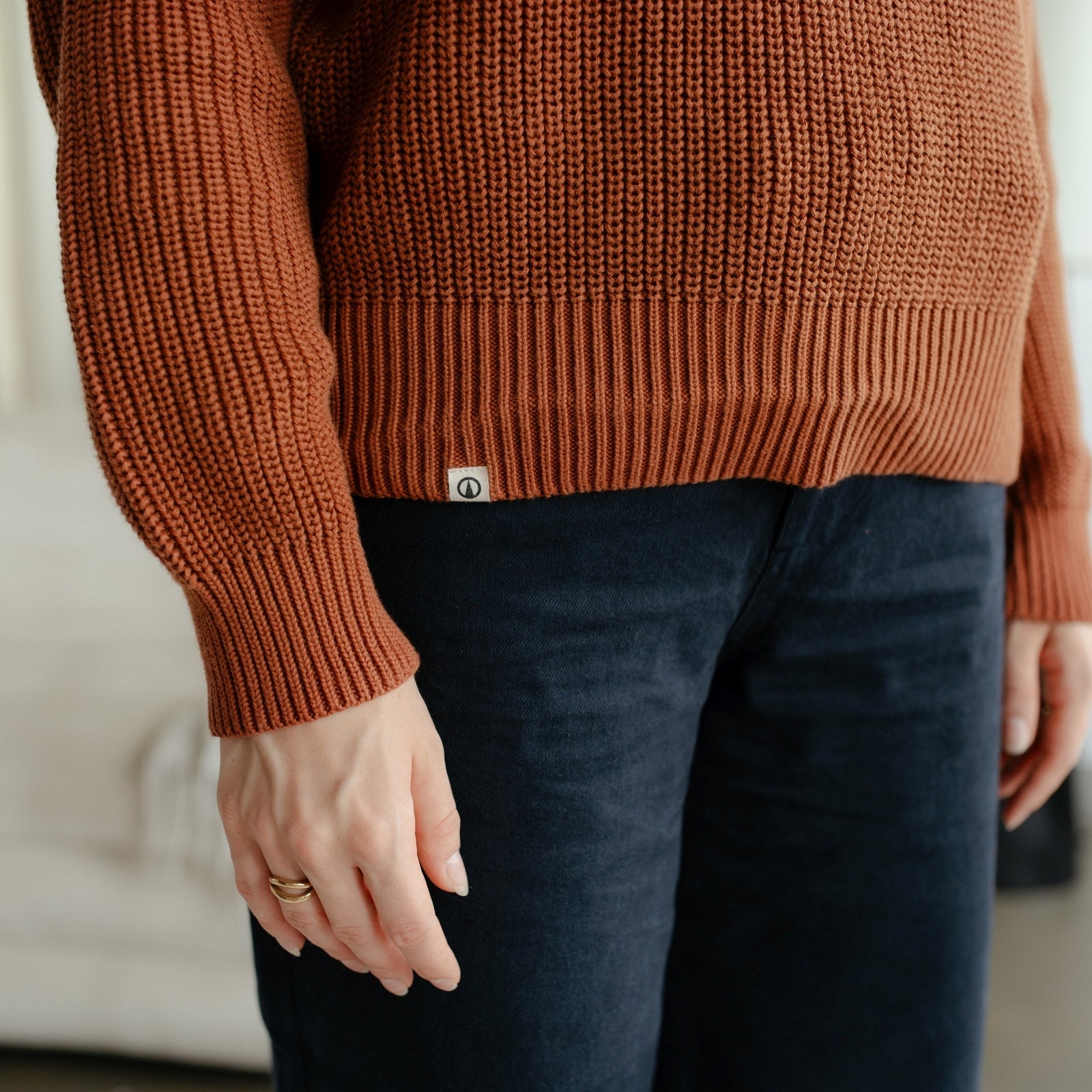 Nordlicht Mara Grobstrick Pullover Rostbraun Bio-Baumwolle