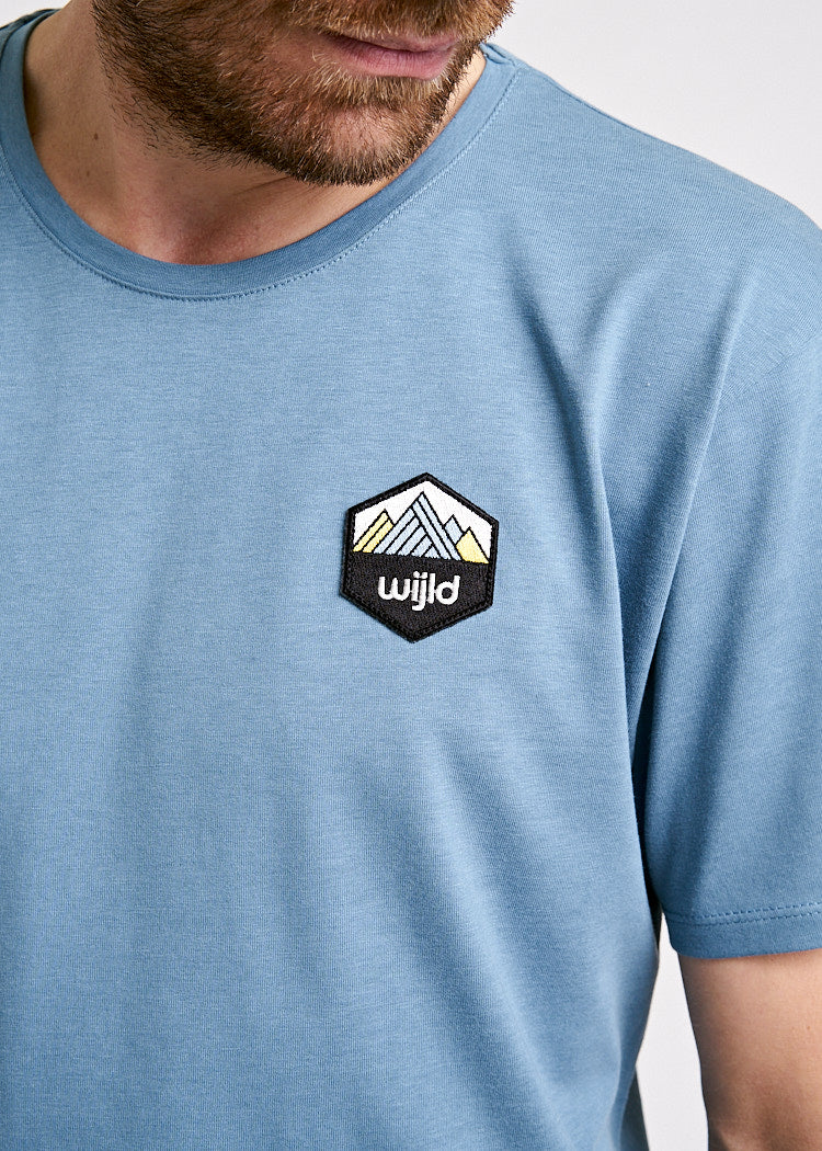 Wijld Alex Woodshirt T-Shirt Herren Blue Mountains Print