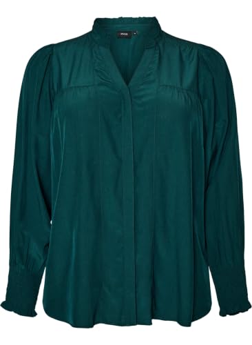 Zizzi Hemdbluse Bluse Lange Ärmel Viskose Rüschenkragen
