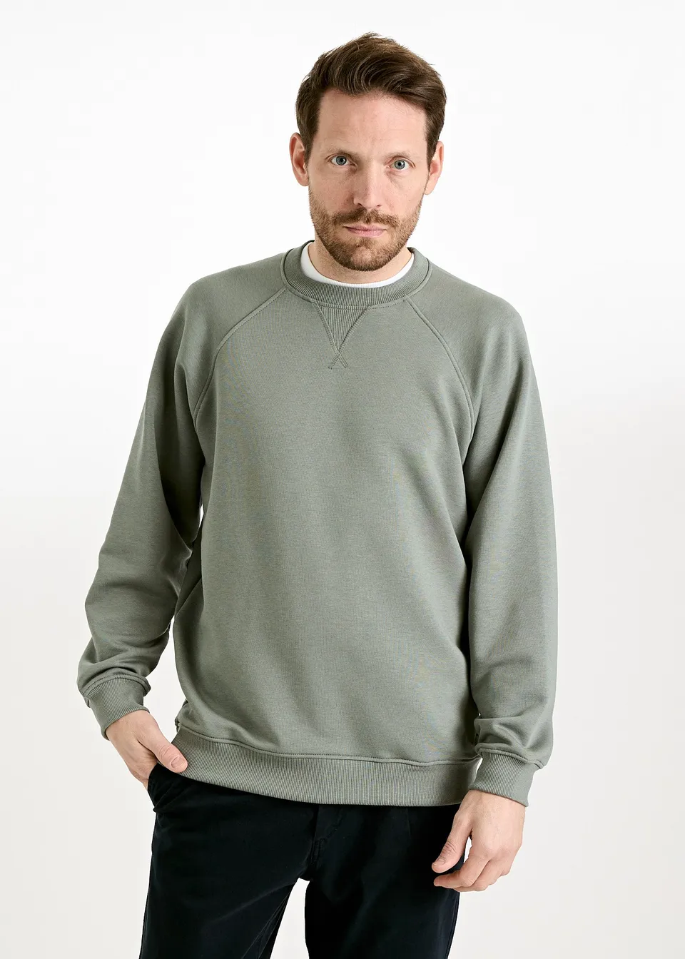 Wijld Edmund Agave Green Herren Sweater Holzfaser