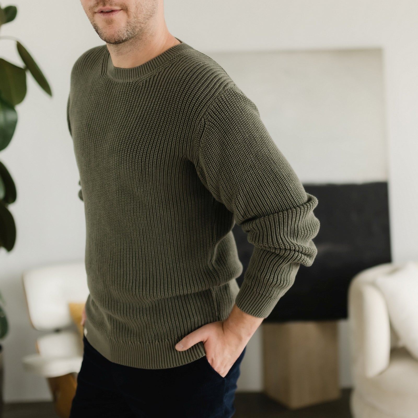 NORDLICHT Ole Grobstrick Sweater Pullover Grün
