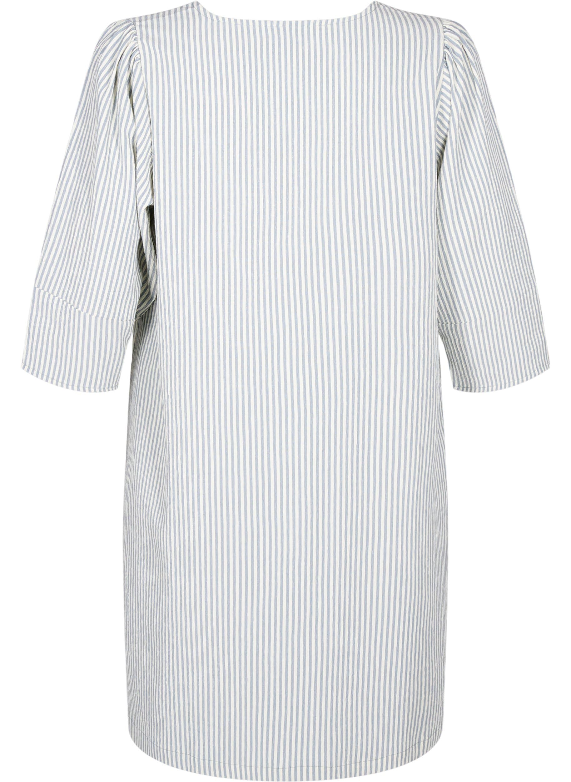 Zizzi Kleid 3/4-Ärmel Streifen große Größen V-Ausschnitt
