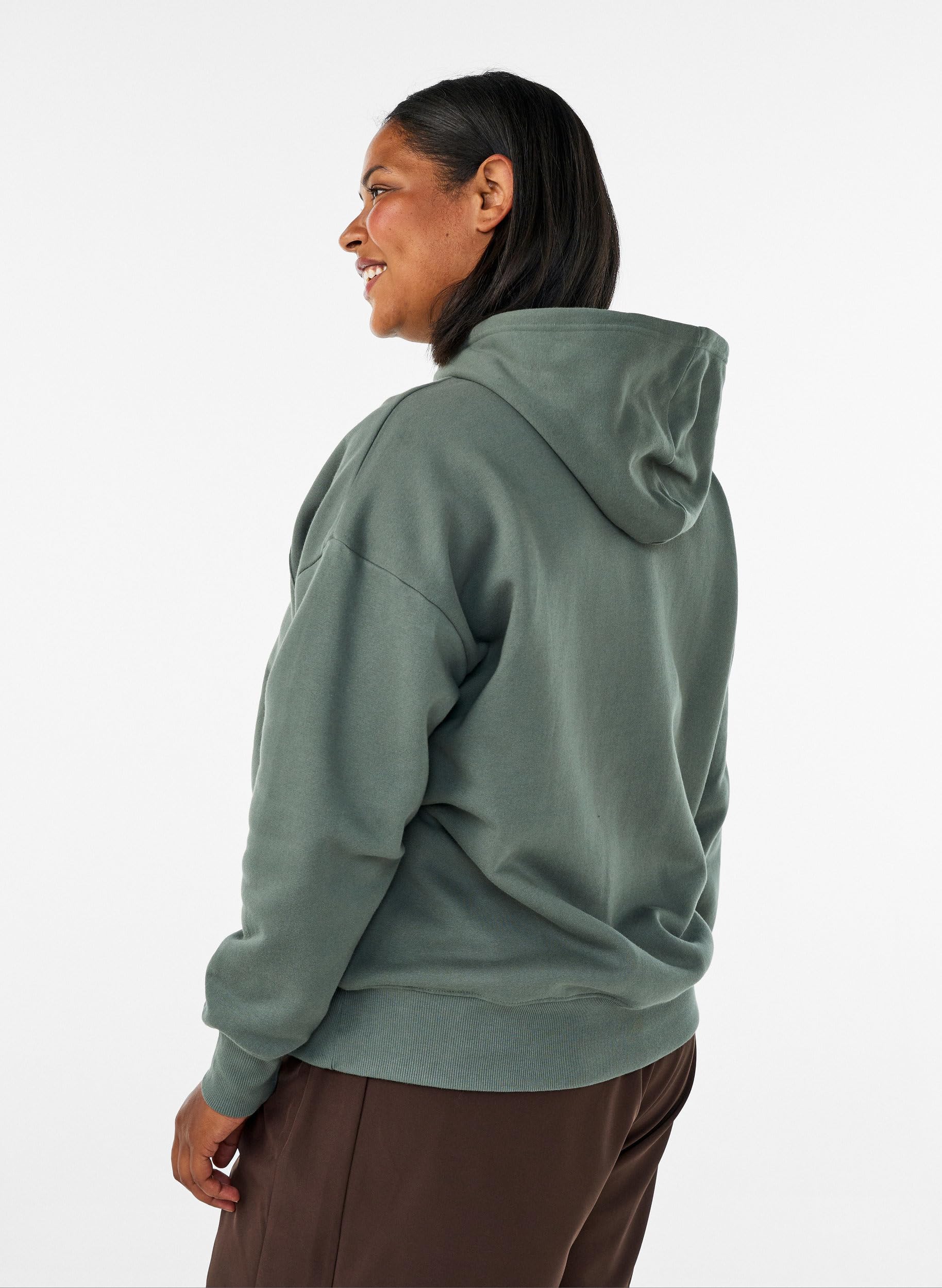 Zizzi Active Hoodie Baumwolle Raglan Brustprint Große Größen