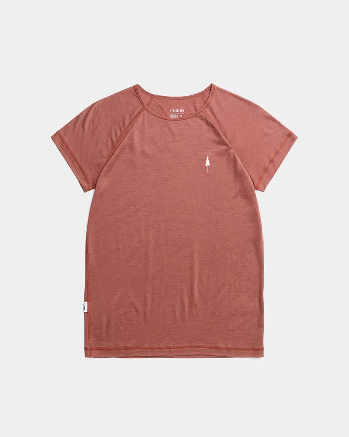 NIKIN TreeShirt Wool Women Tuscan Red Mel T-Shirt Merinowolle