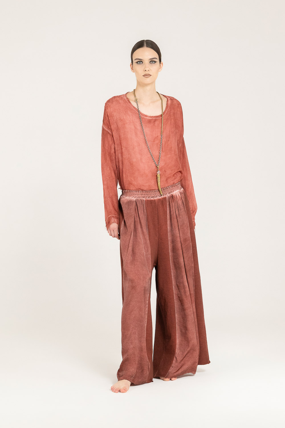 Sanctamuerte Pantaloni Loose Fit Hose Palazzo Viskose