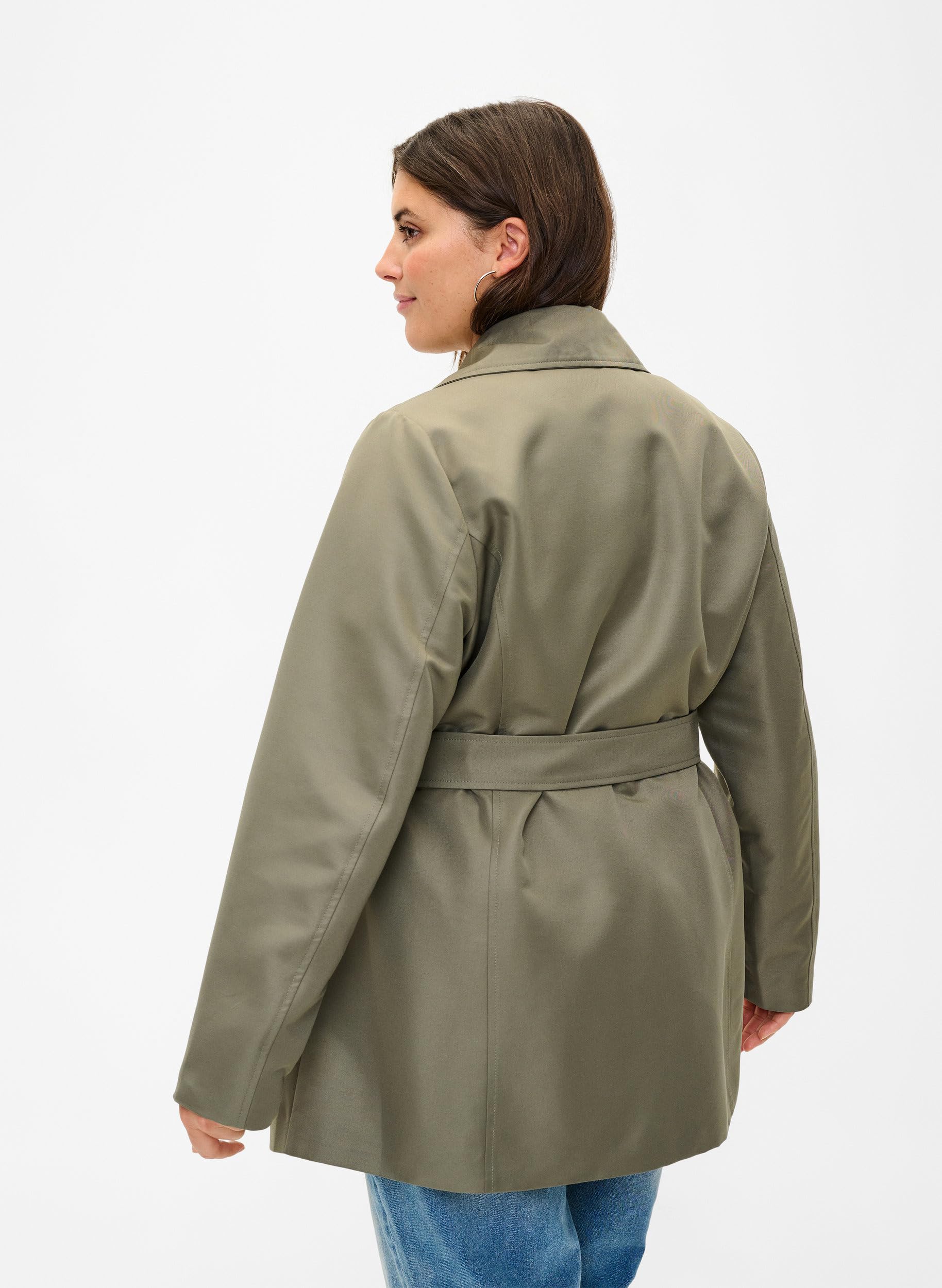 Zizzi Trenchcoat Kurz Gürtel Große Größen 42-60