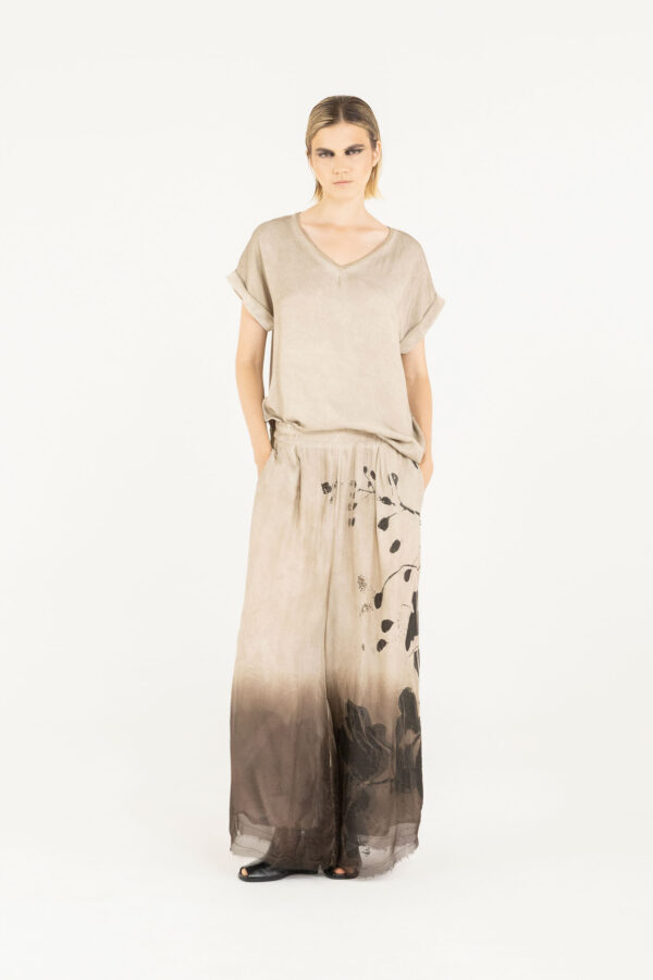 Sanctamuerte Pantaloni Pantalone Palazzo Hose Degradé Floral