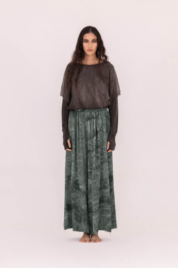 Sanctamuerte Pantaloni Palazzo Hose Viskose-Satin Batik