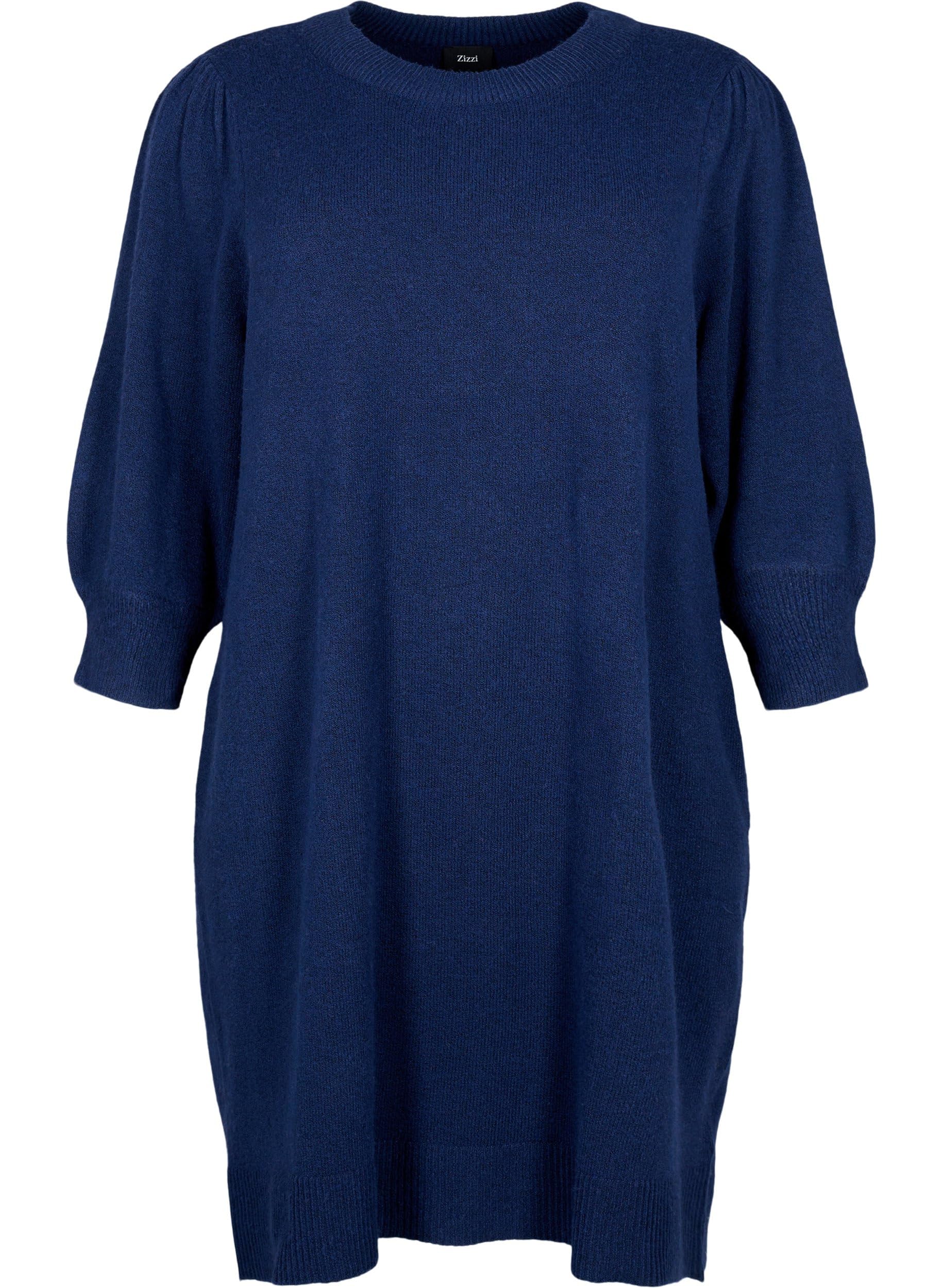 Zizzi Dresses Strickkleid Melange 3/4-Arm S 42/44