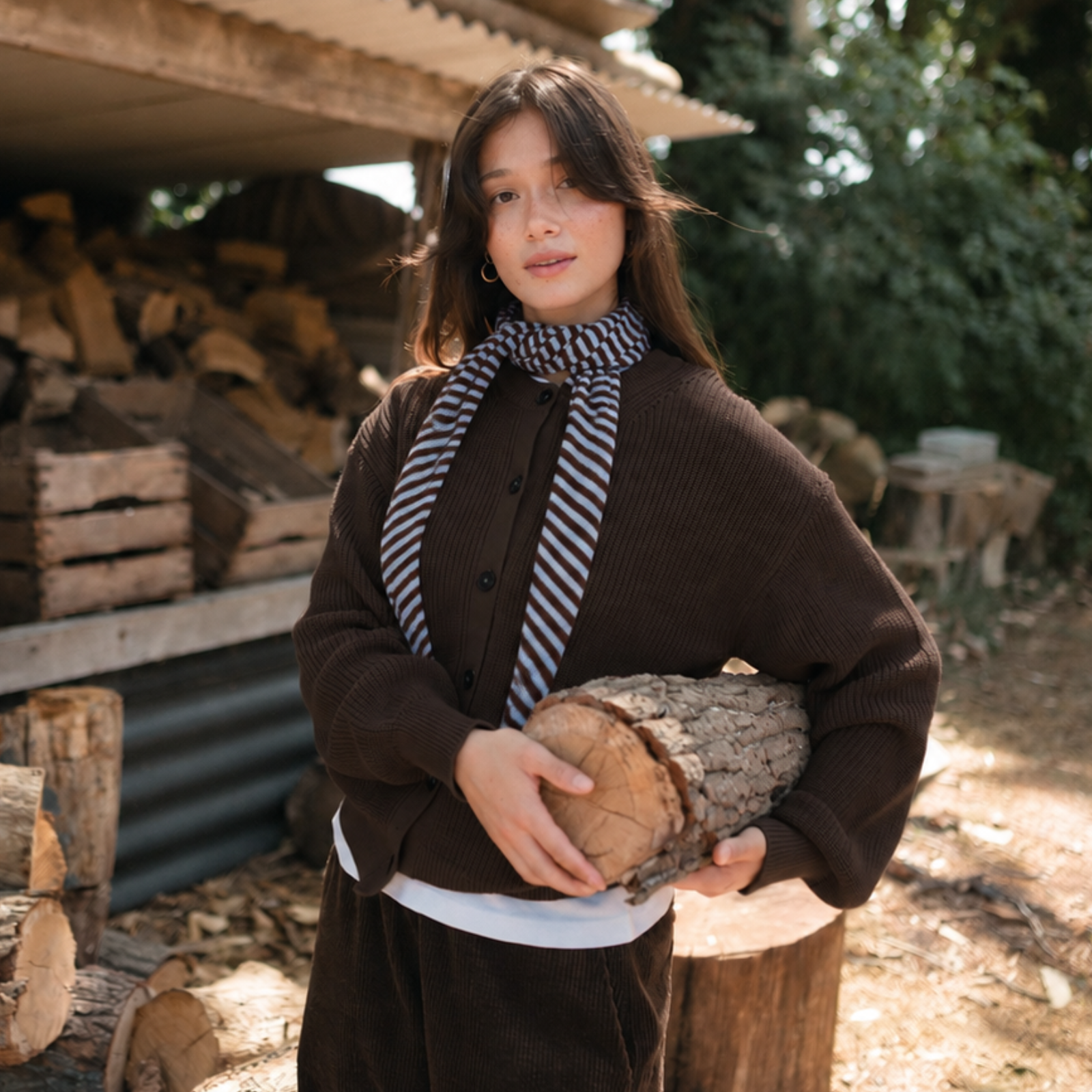 NORDLICHT Strickjacken Romy Strickjacke Braun Baumwolle