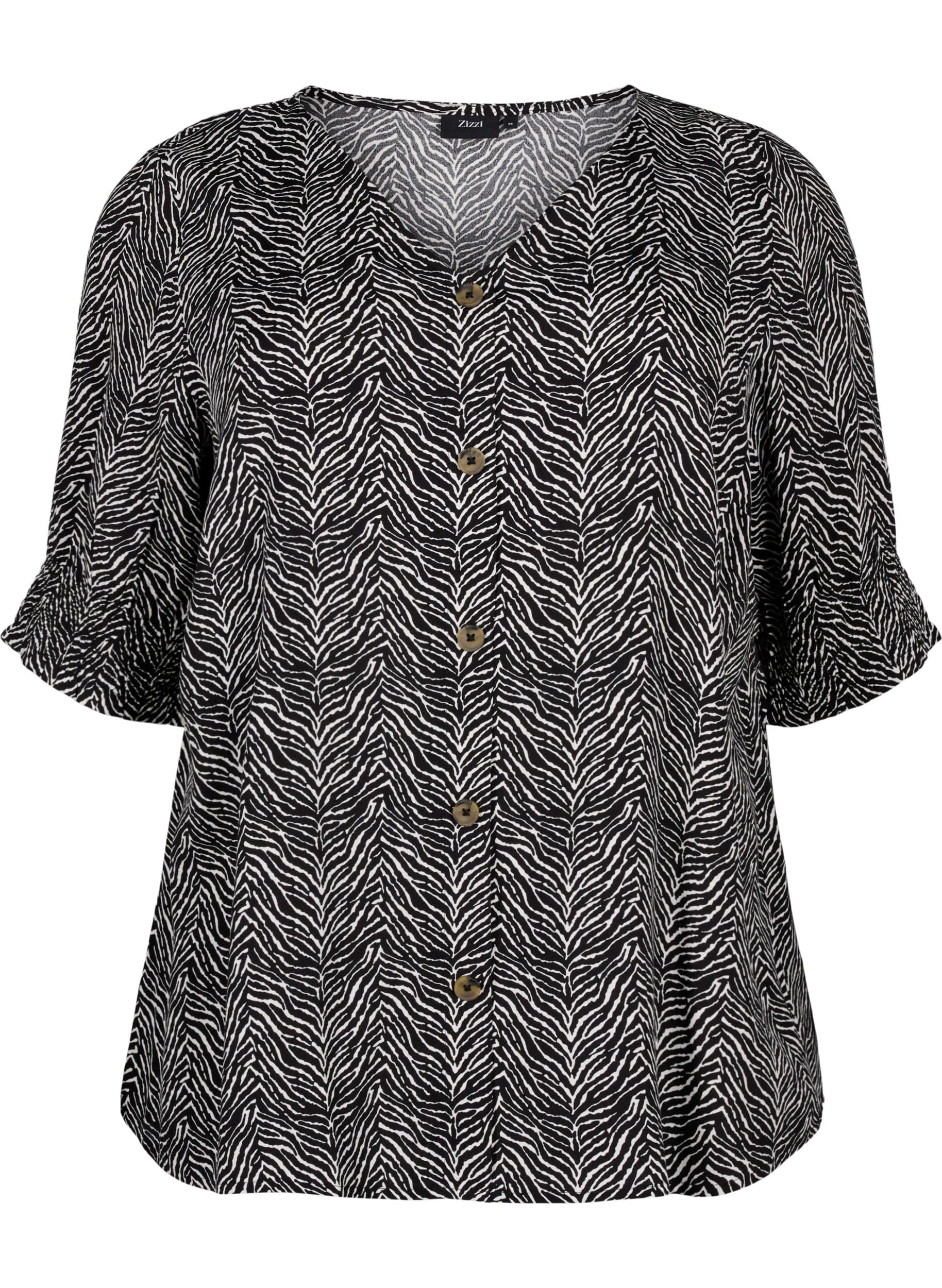 Zizzi Blouses & Shirts Bluse V-Ausschnitt Viskose 3/4-Arm