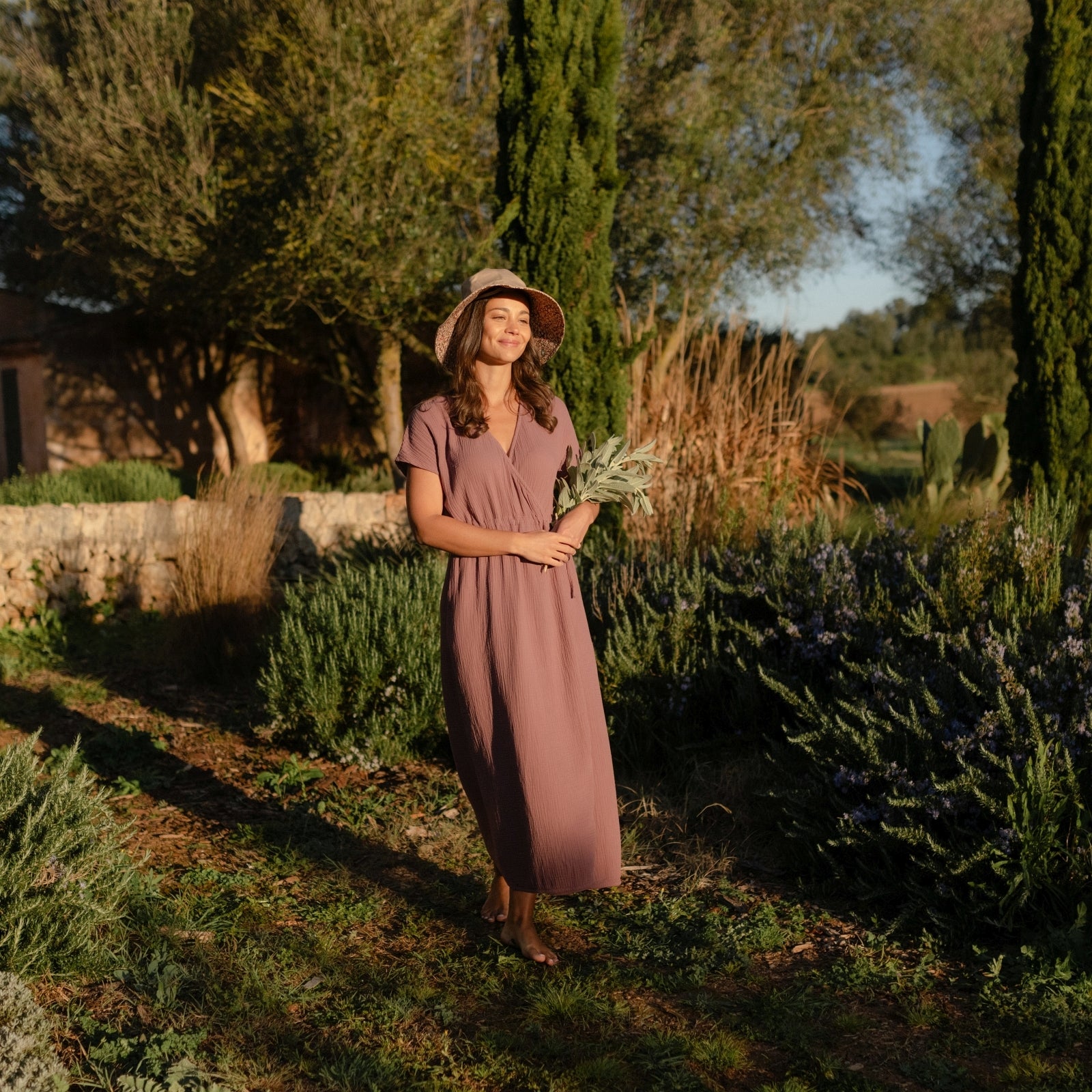 NORDLICHT Milva Musselin Midi Wickelkleid Rosa