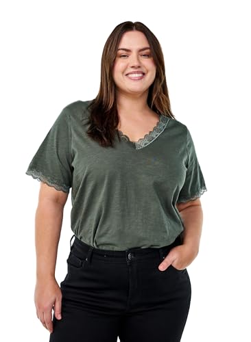 Zizzi T-Shirt V-Ausschnitt Spitze Baumwolle Große Größen