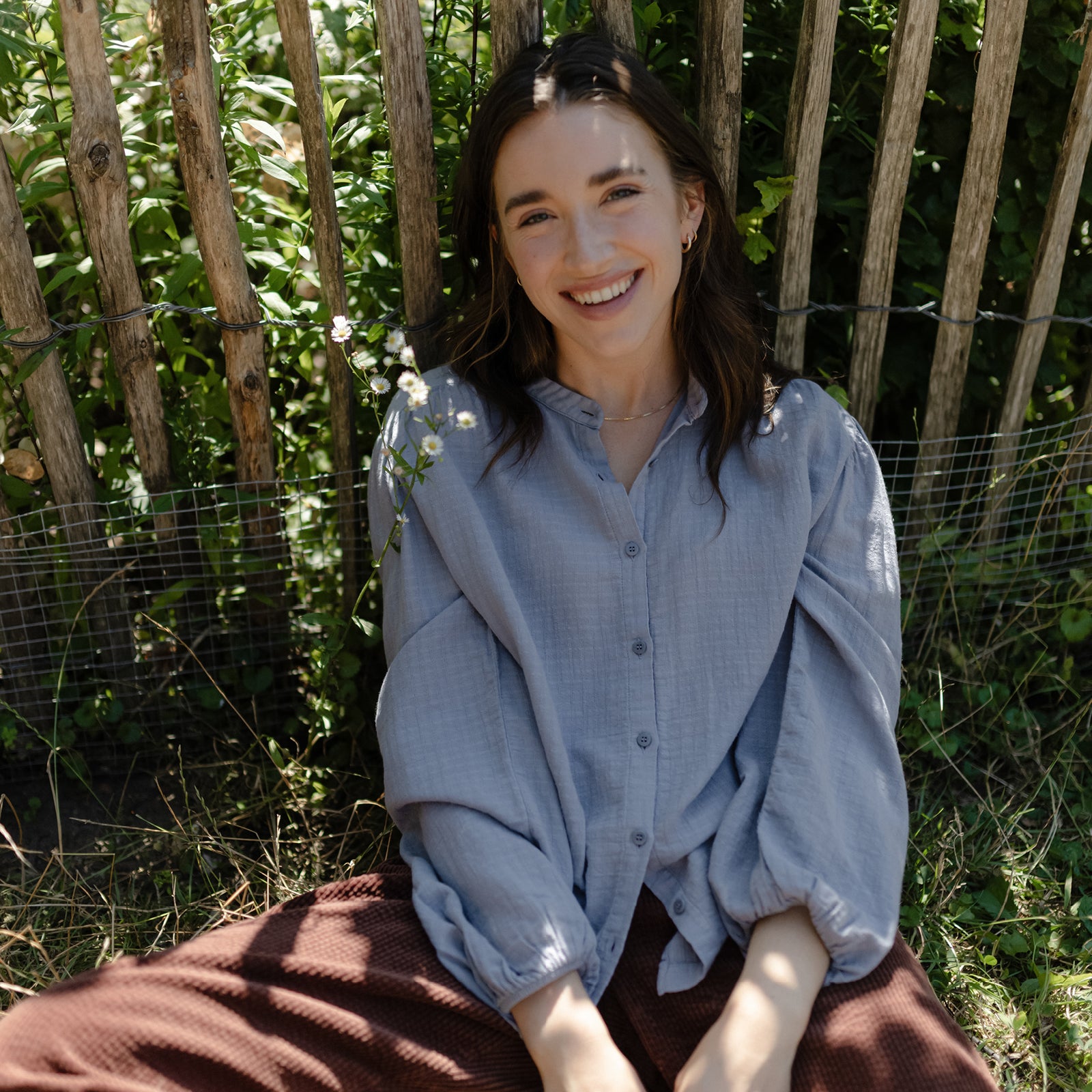 Nordlicht Hilda Boho Bluse Blau Jacquard