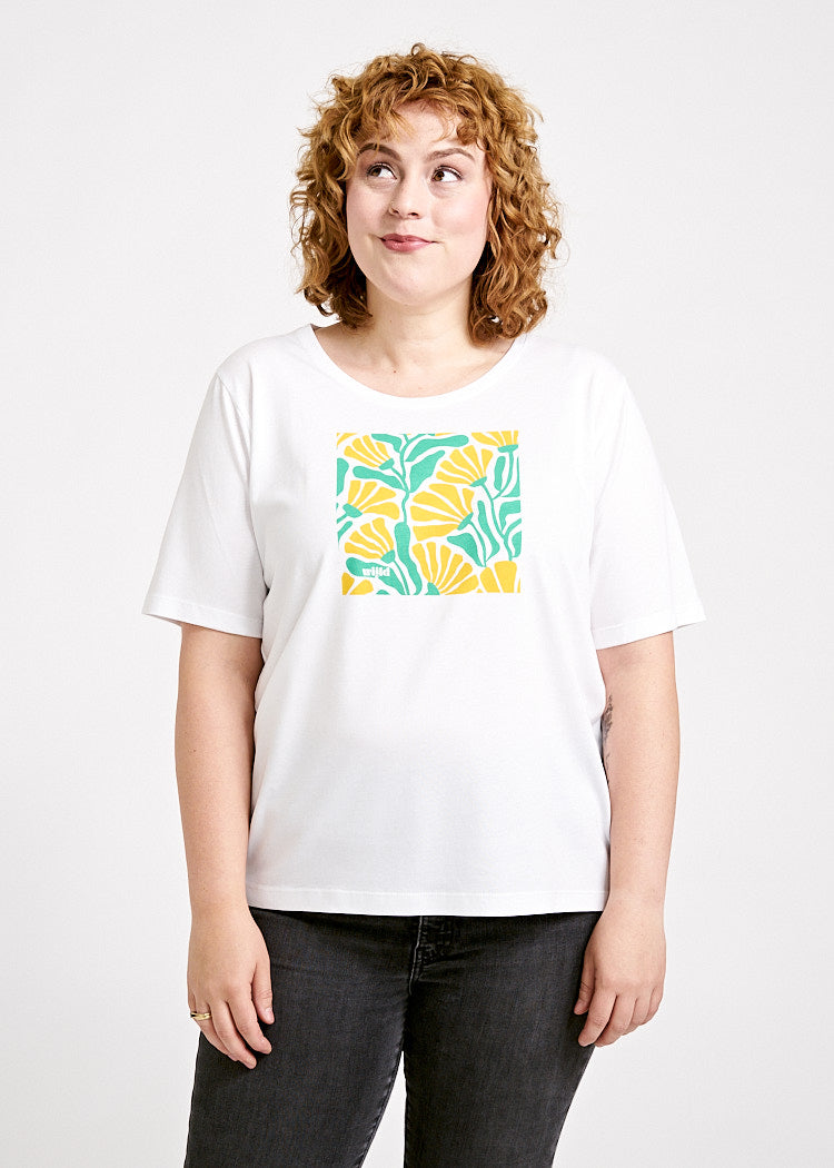 Wijld Tilda Abstract Floral T-Shirt Damen Longer Lyocell