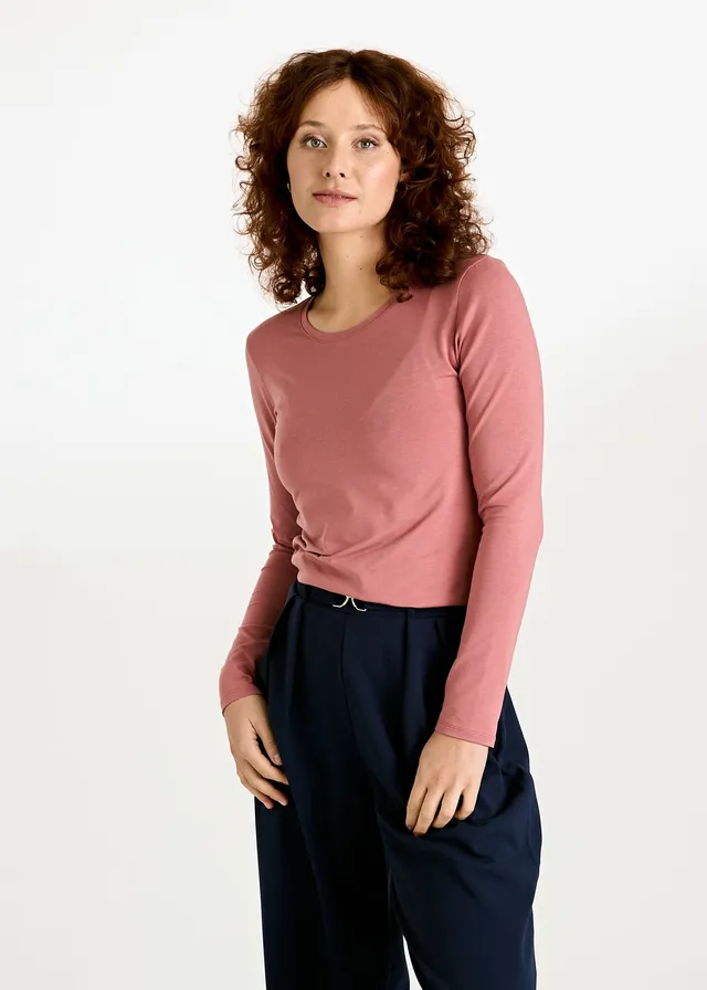 Wijld Maya Rosewood Damen Langarmshirt Lyocell Slim