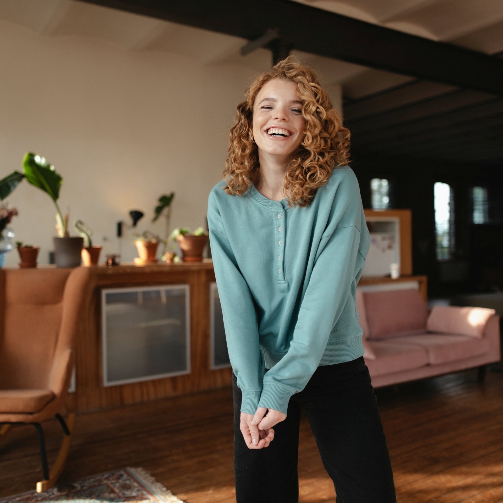 NORDLICHT Vanja Henley Sweater M Bio-Baumwolle
