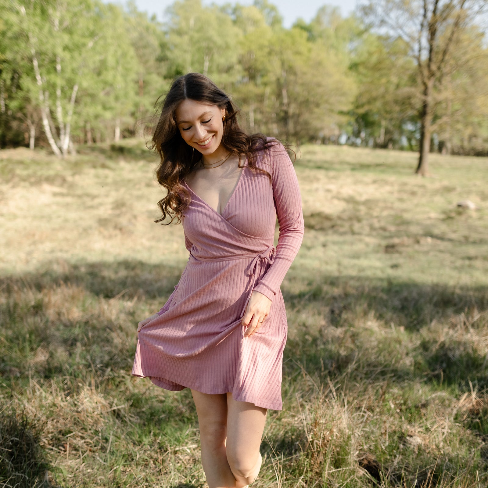 NORDLICHT Kleider Antje Pointelle Wickelkleid Rosa M