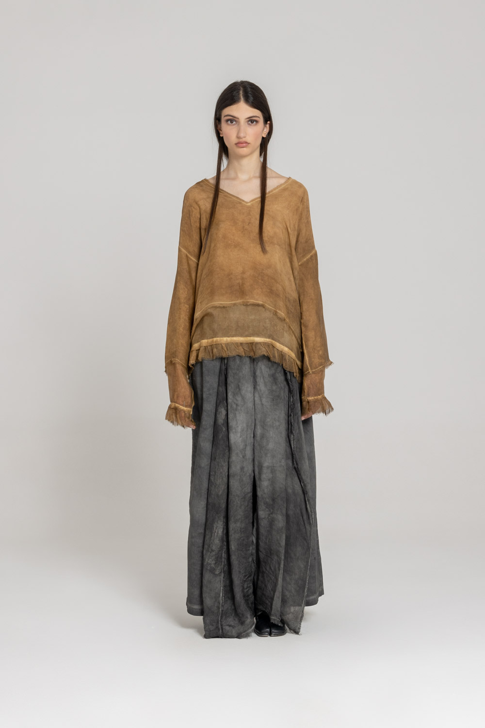 Sanctamuerte T-Shirt Asymmetrisch Langarm Viskose