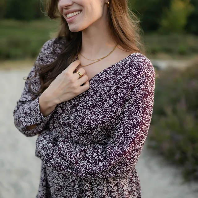 NORDLICHT Ami Kleid Cherry Rot Blumen Ecovero