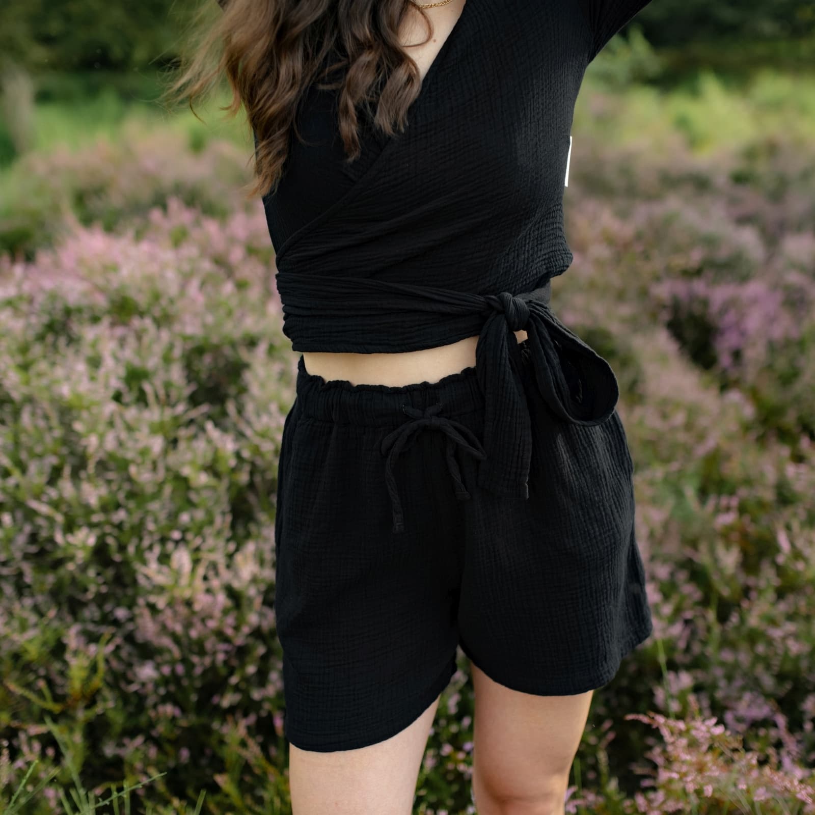 Nordlicht Leja Musselin Shorts Damen Schwarz Bio-Baumwolle