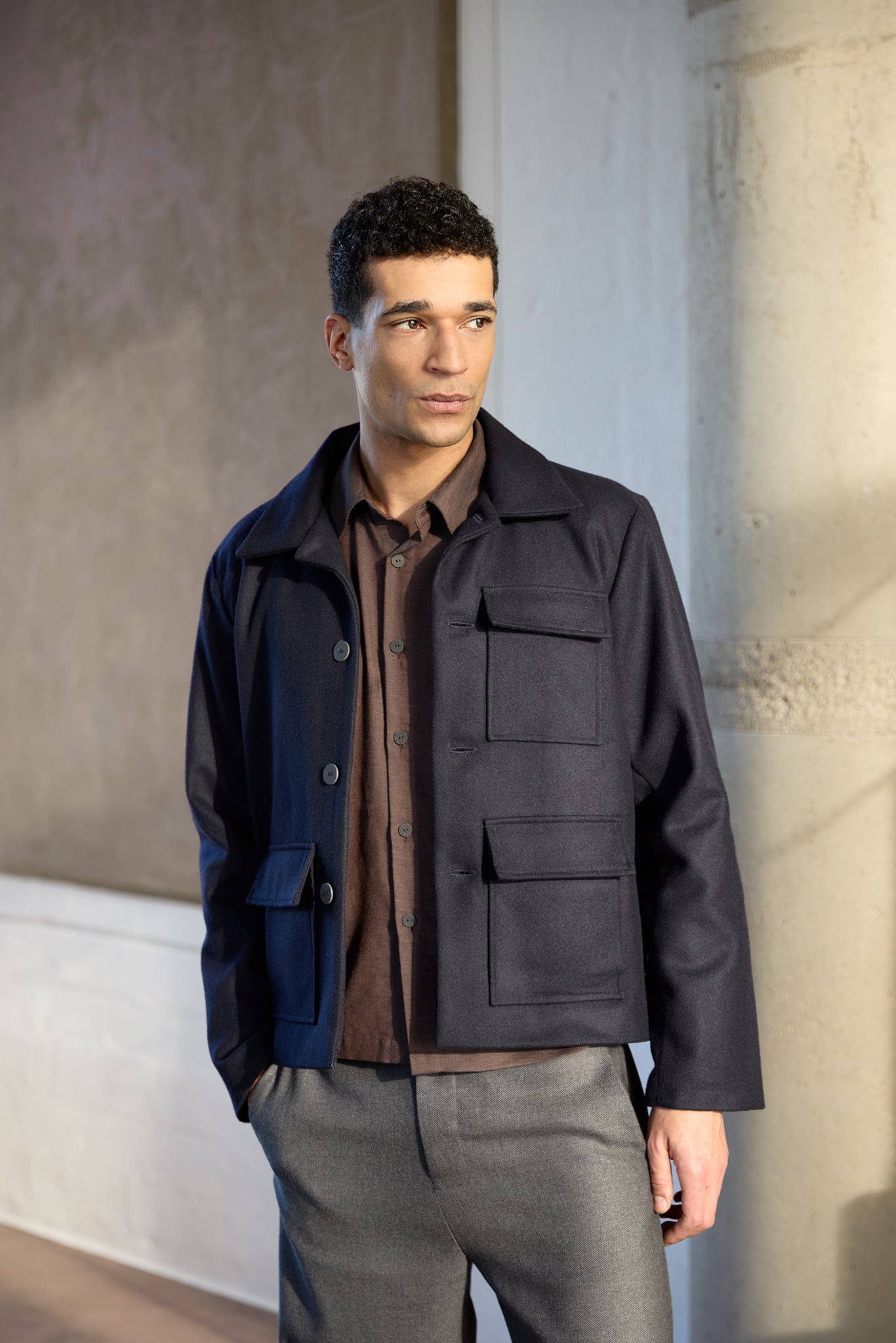 Christiane Strobel LEON Jacke recycelte Wolle Gr. S Dark Blue