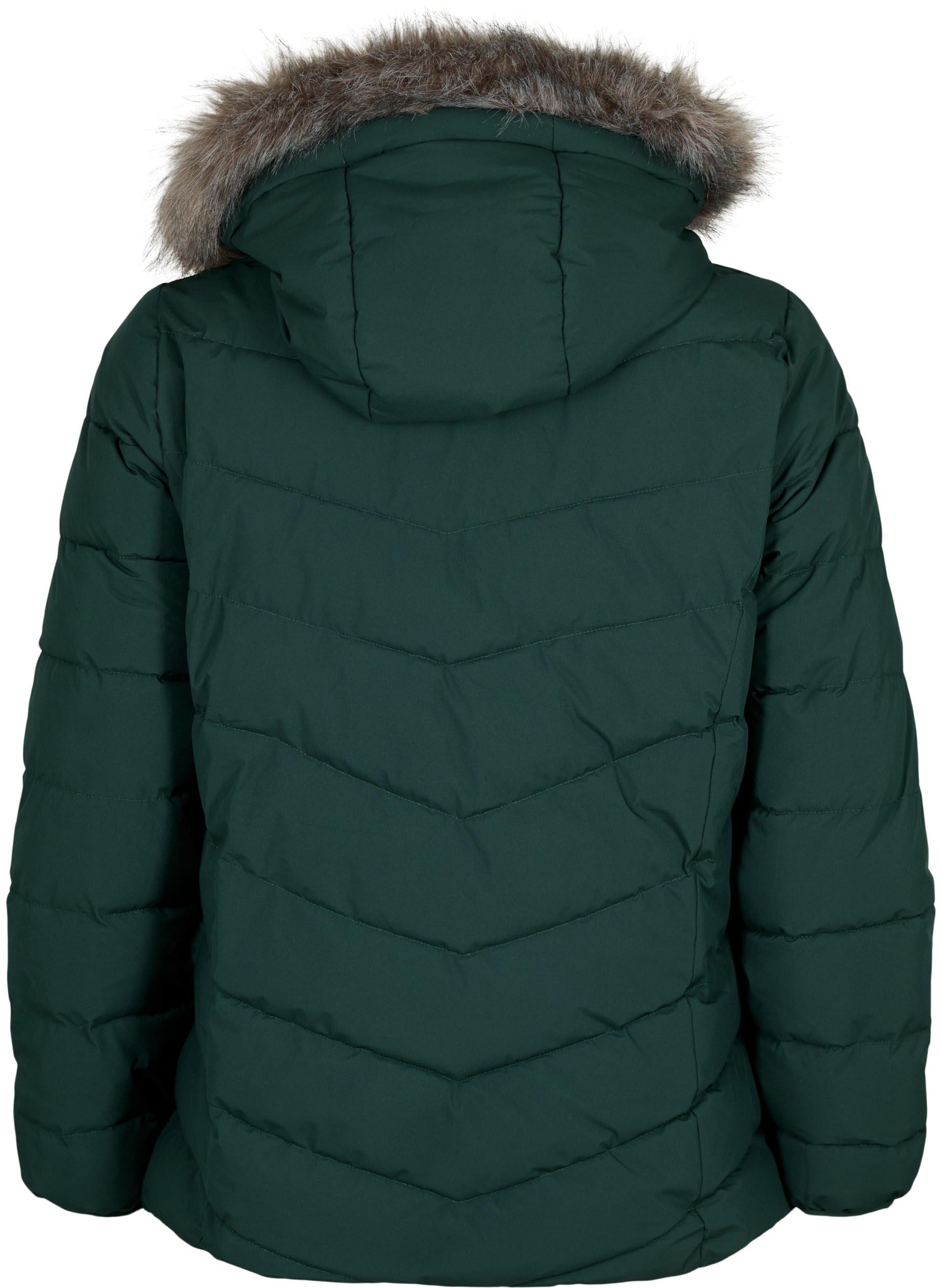 Zizzi Steppjacke Kapuze Fellkragen Schwarz Damen