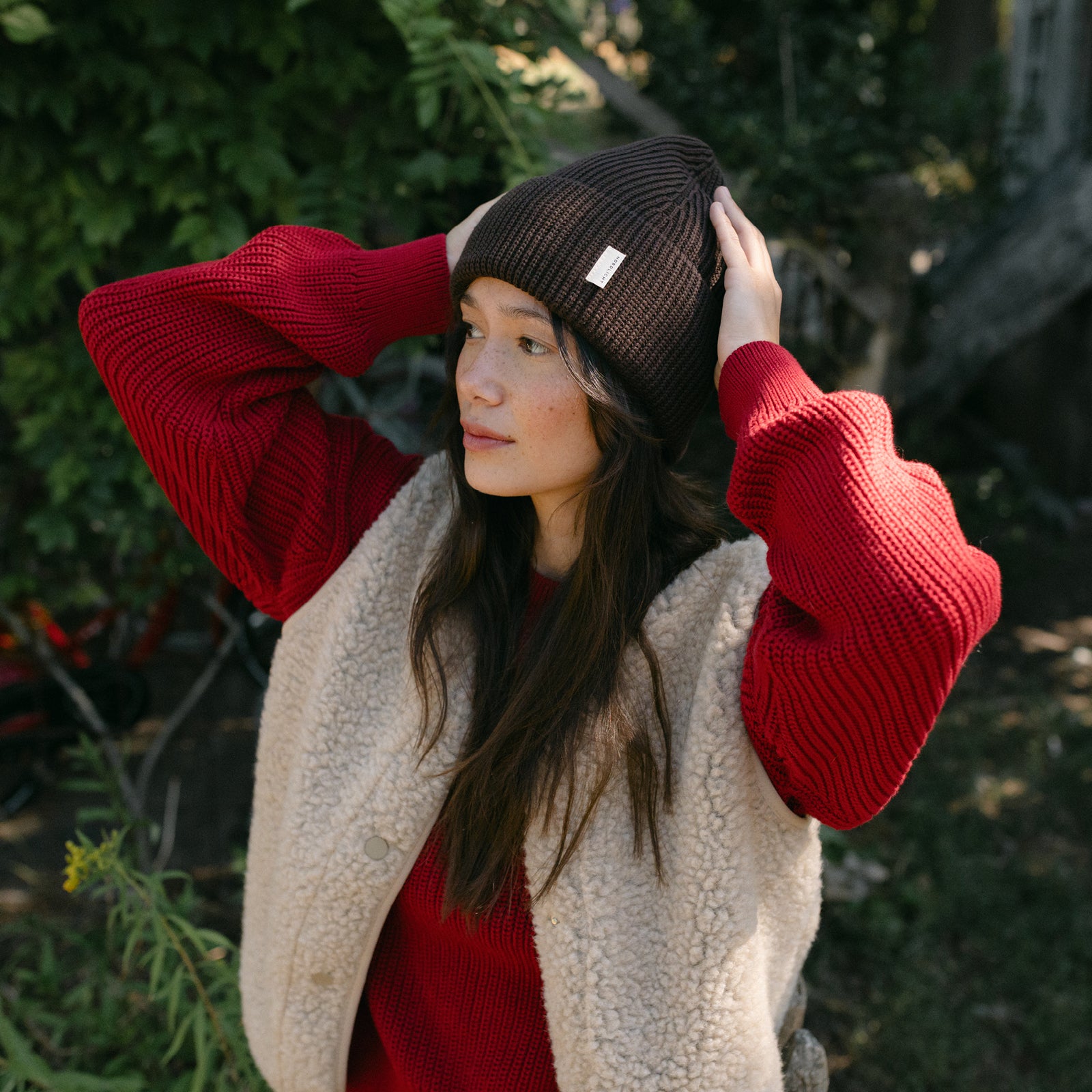 NORDLICHT Mara Grobstrick Pullover Rot Bio-Baumwolle