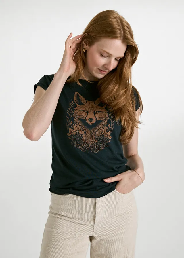 Wijld Elena Mystical Fox T-Shirt Damen Carbon Print
