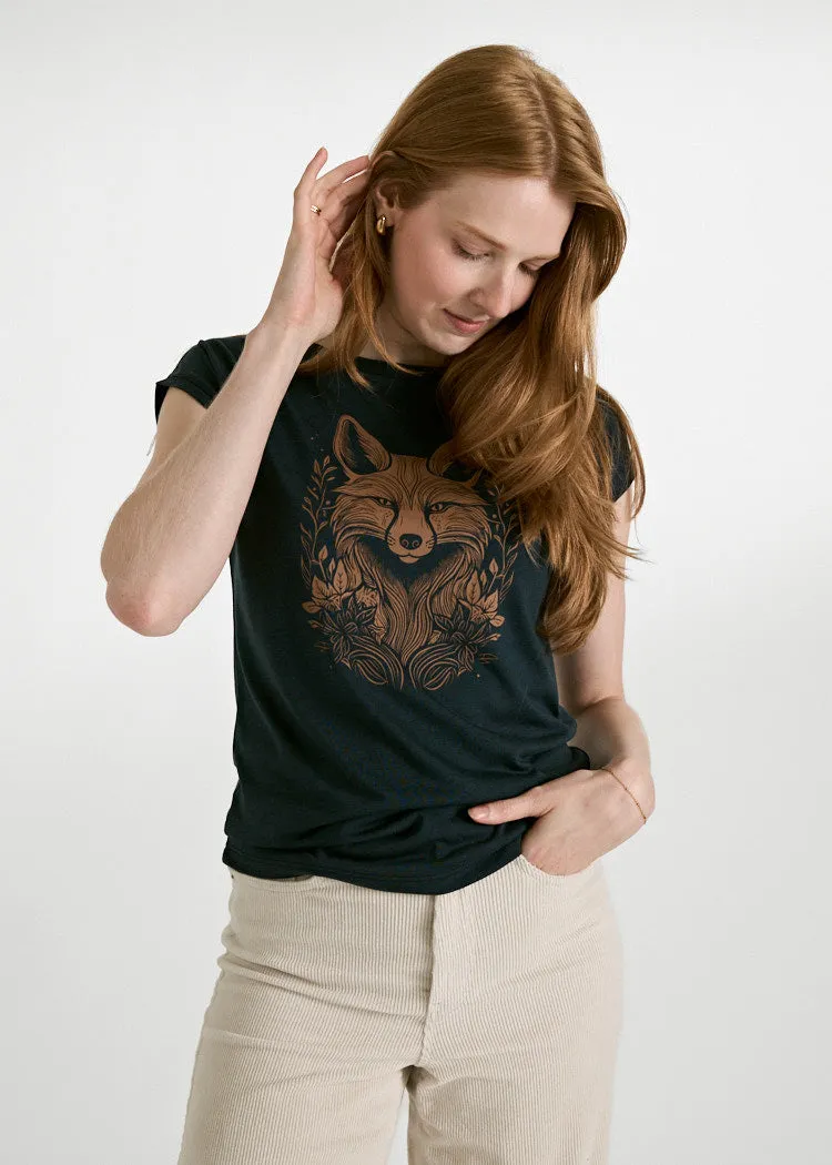 Wijld Elena Mystical Fox T-Shirt Damen Carbon Print